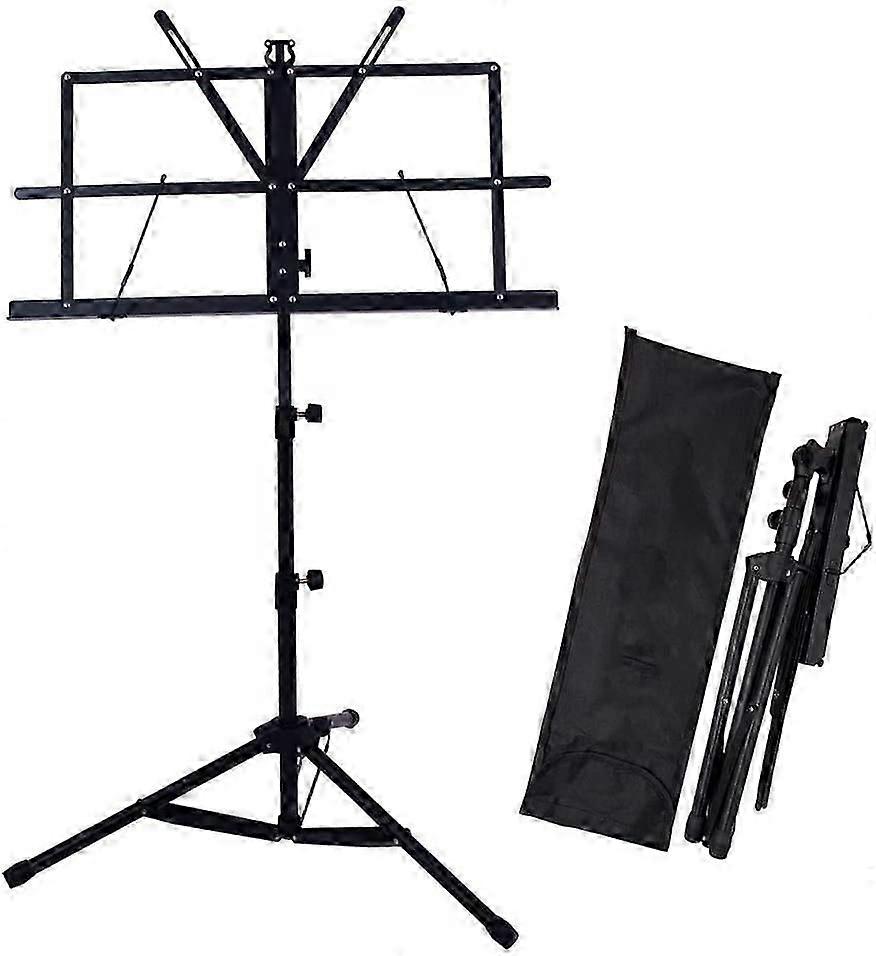 Portable Music Stand With Adjustable Height, 65Cm To 135Cm, Durable Metal Frame, Sheet Music Tray 47Cm X 26Cm, Includes Carrying Bag, Versatile For
