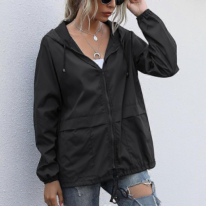 Women's Hooded Jacket with Pockets Waterproof Tactical Coat Soft Shell Lightweight Overcoat for Winter Hiking Travel