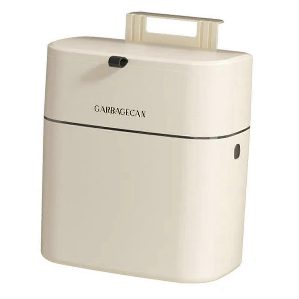 Slim 10L Trash Can with PressLid, WallMountable Plastic Garbage for Bin Small Spaces Like Home, Office, Kitchen, Bedroom