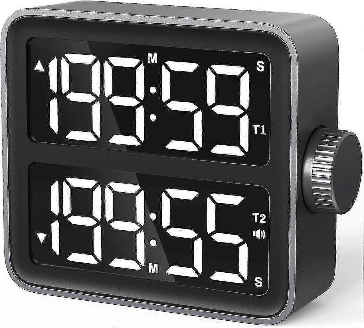 Doppio timer da cucina - Cronometro per conto alla rovescia a doppio canale con display a LED, volume e luminosità regolabili, ping 2024