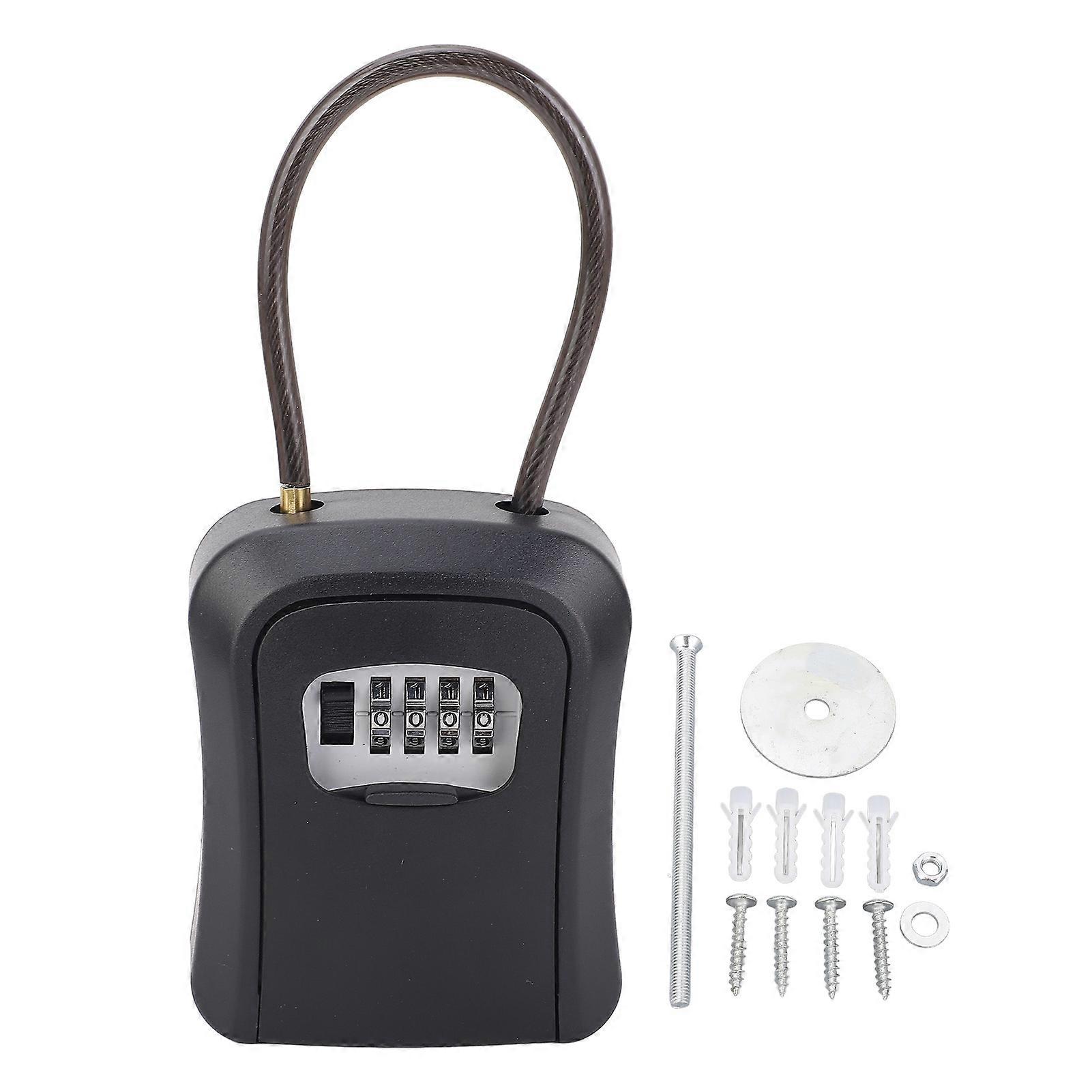 Key Box Water Resistant Wall Mount Safe 4 Digit Combination Key Lockbox for Door Handle Metal Fence