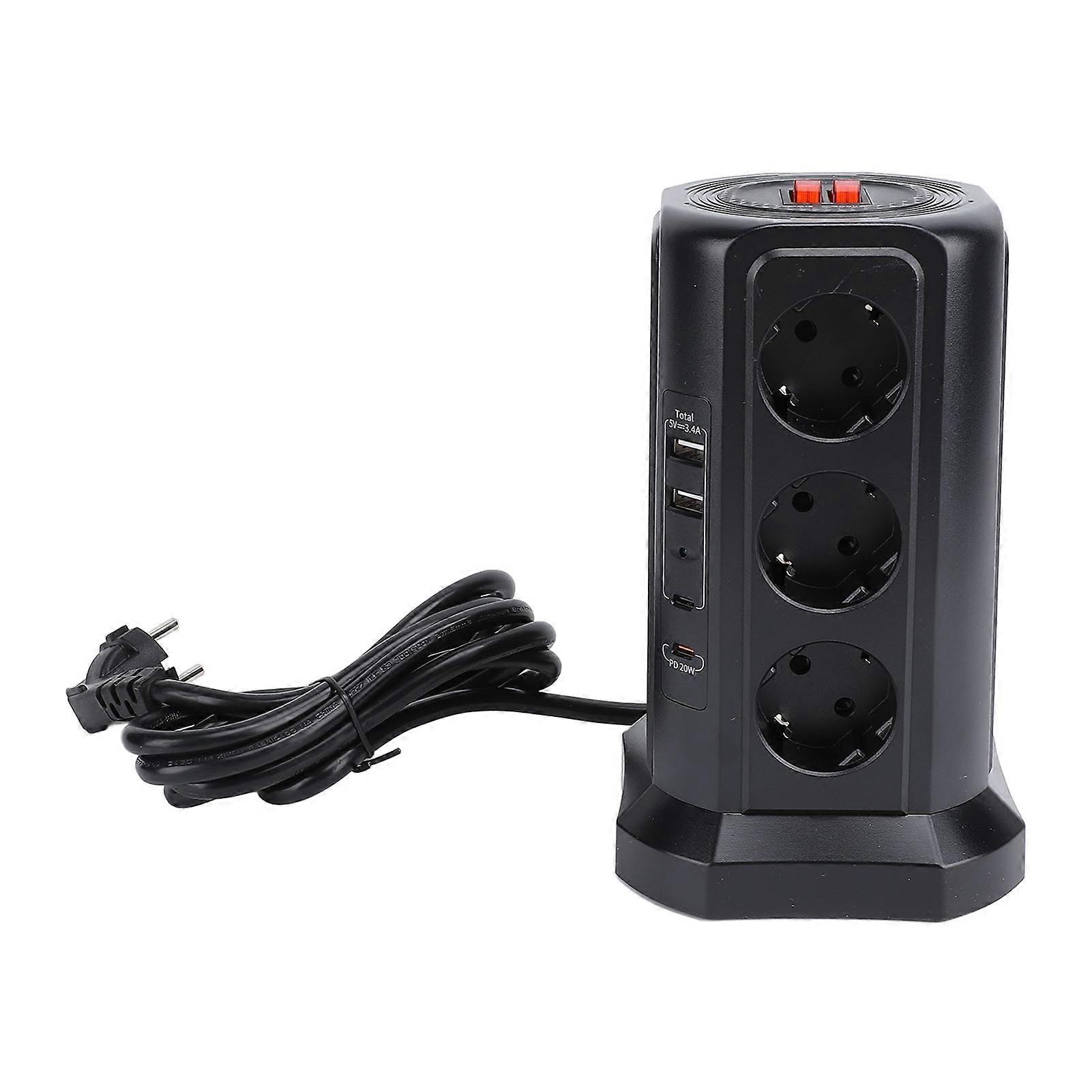 with Protector Switch Multiple Ports Vertical Space Saving Electric Tower Power Strip for Home Use