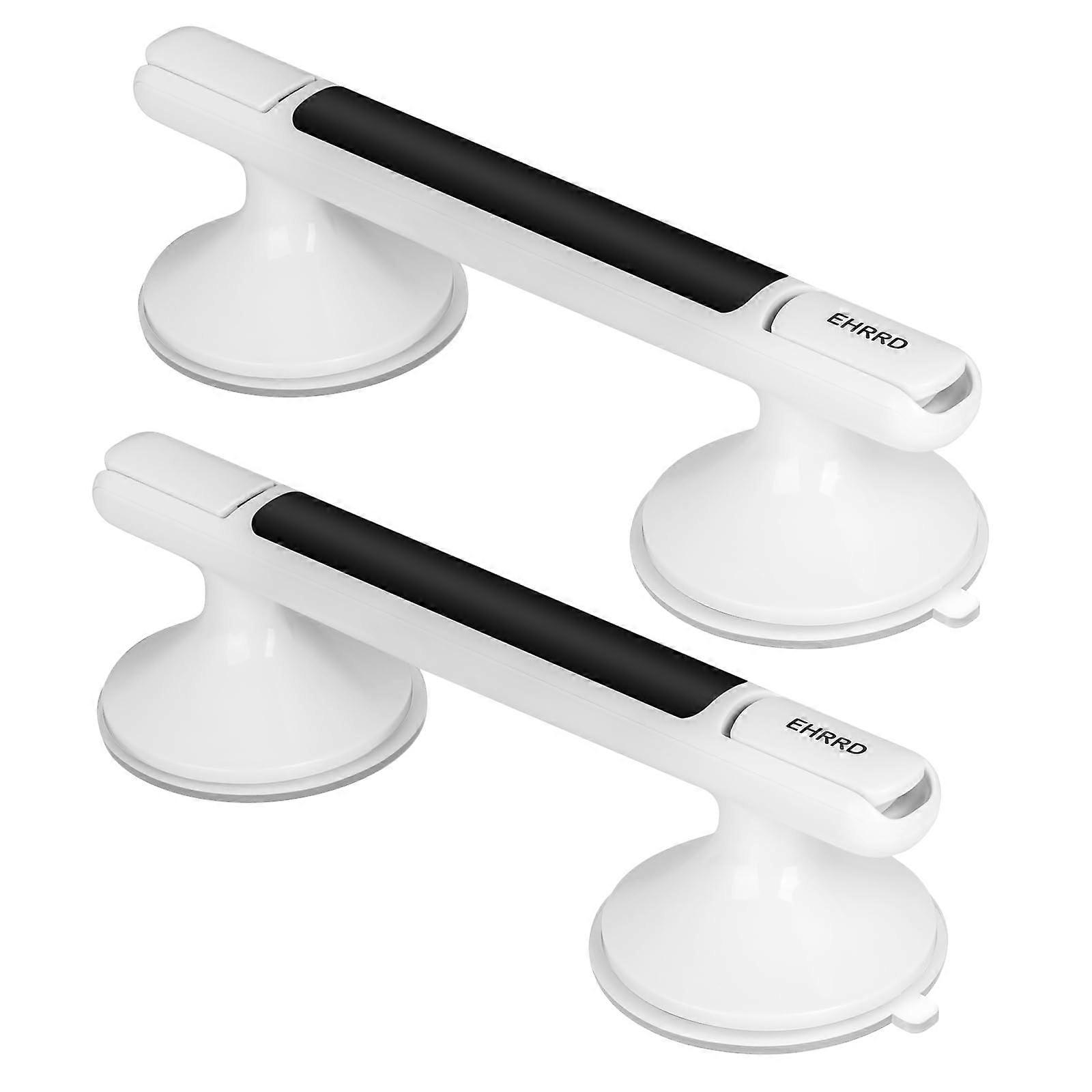 A Pair(Two) Suction Cup Bathroom Grab Bar with Black Accent Secure Safety Handle for Bathtubs and Showers