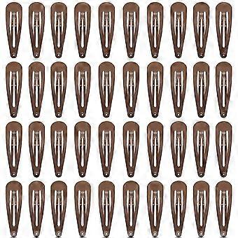 40 Pack Brown Metal Snap Hair Clips, Non-Slip Barrettes for Girls
