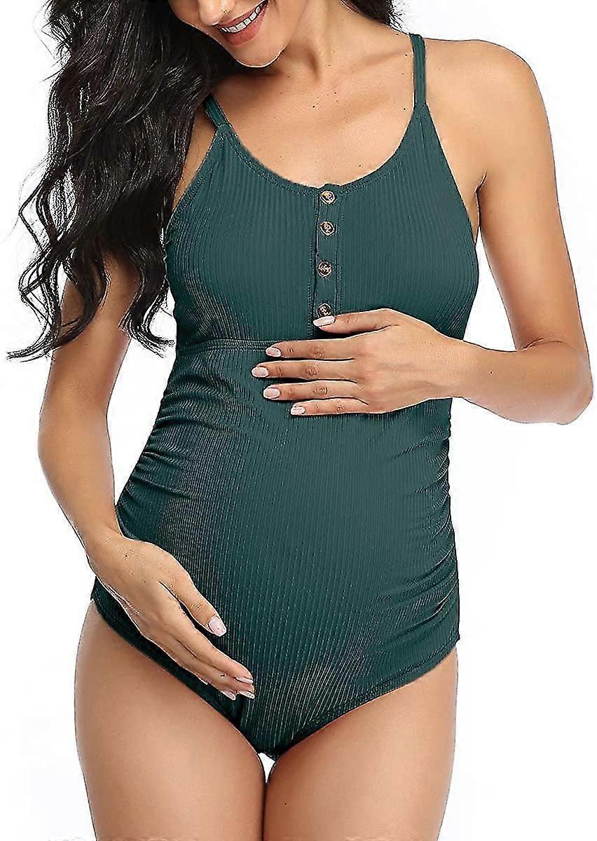 Maillot de bain de maternité One Piece Maillot de bain Bouton Cou Cross Back