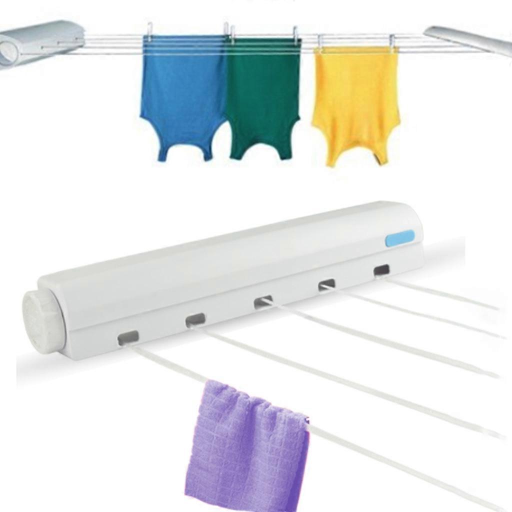 Spring Automatic Retractable Clothesline Drying Rack Towel Rack,Style: Four Wired