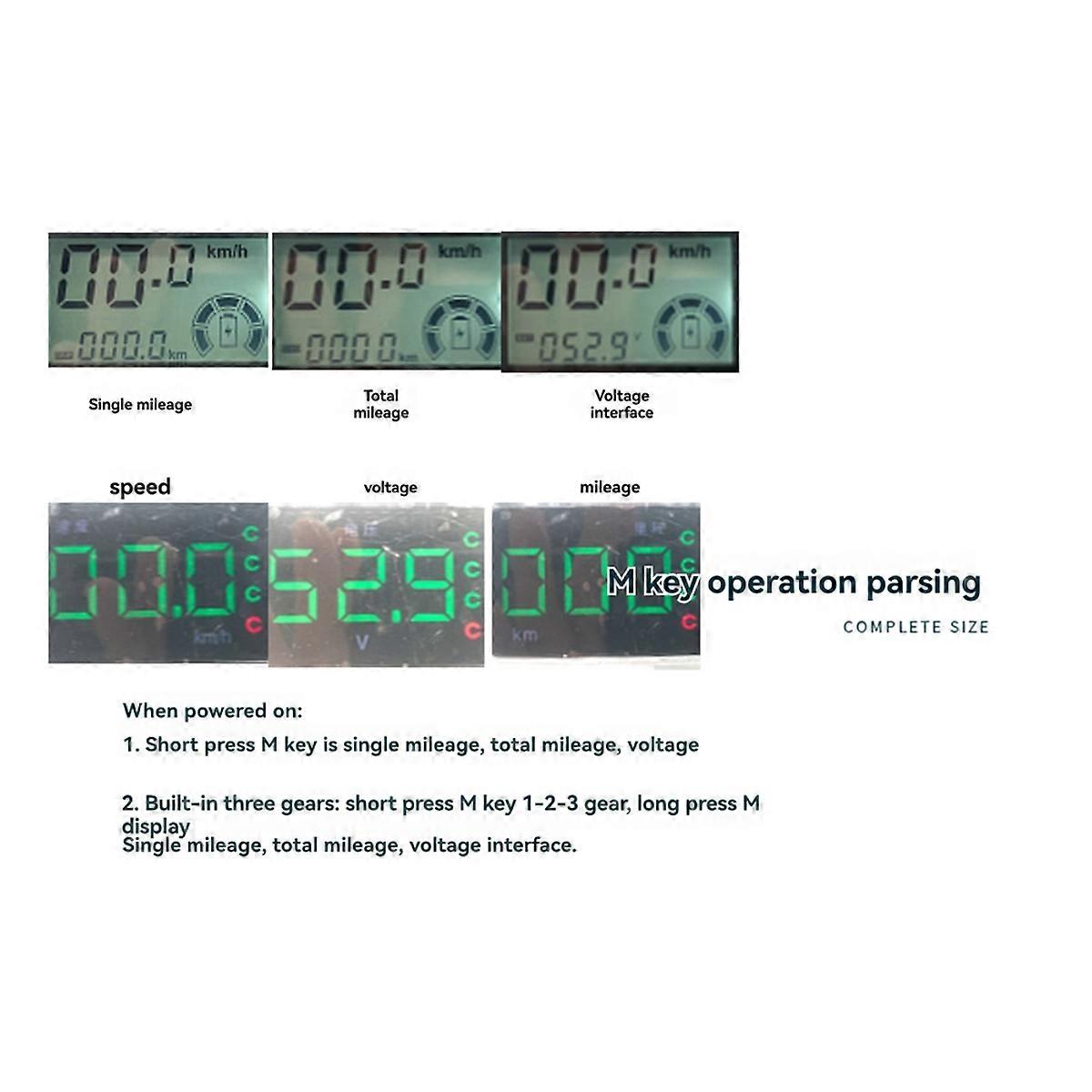 1 Pair Electric Bicycle Throttle Grip with LCD Display 36-60V