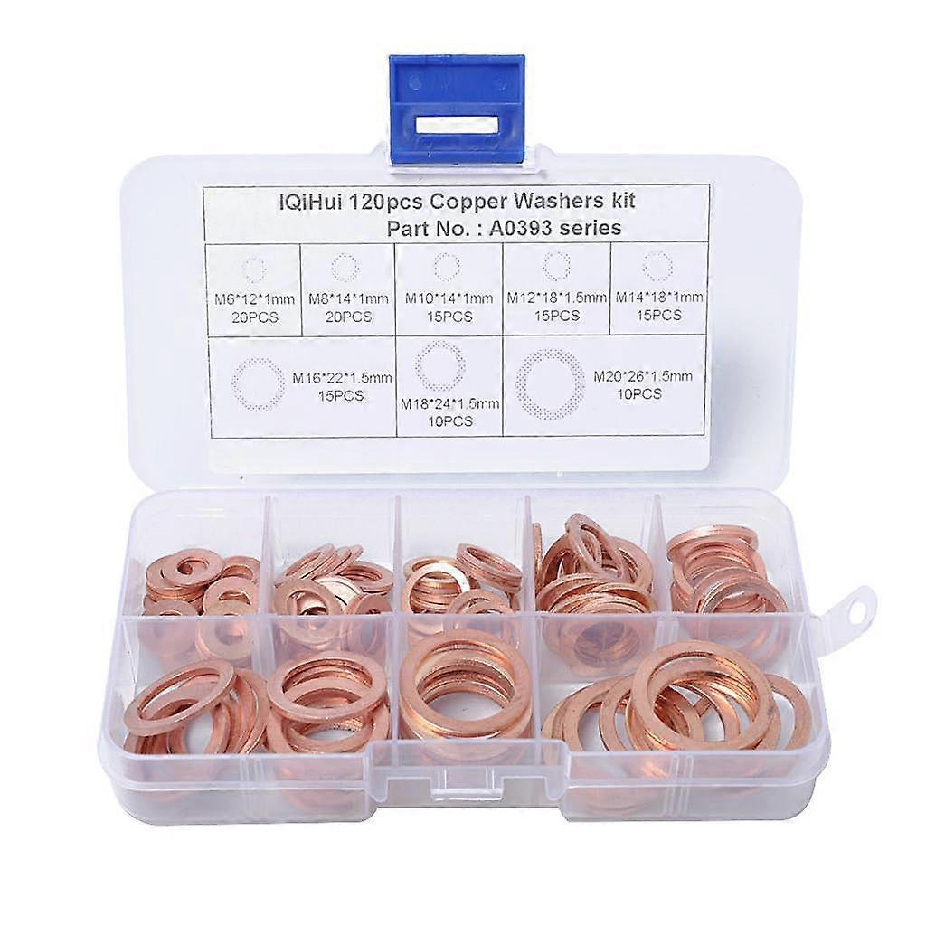 120 Pieces 8 Sizes Solid Washers Sealing Assortment