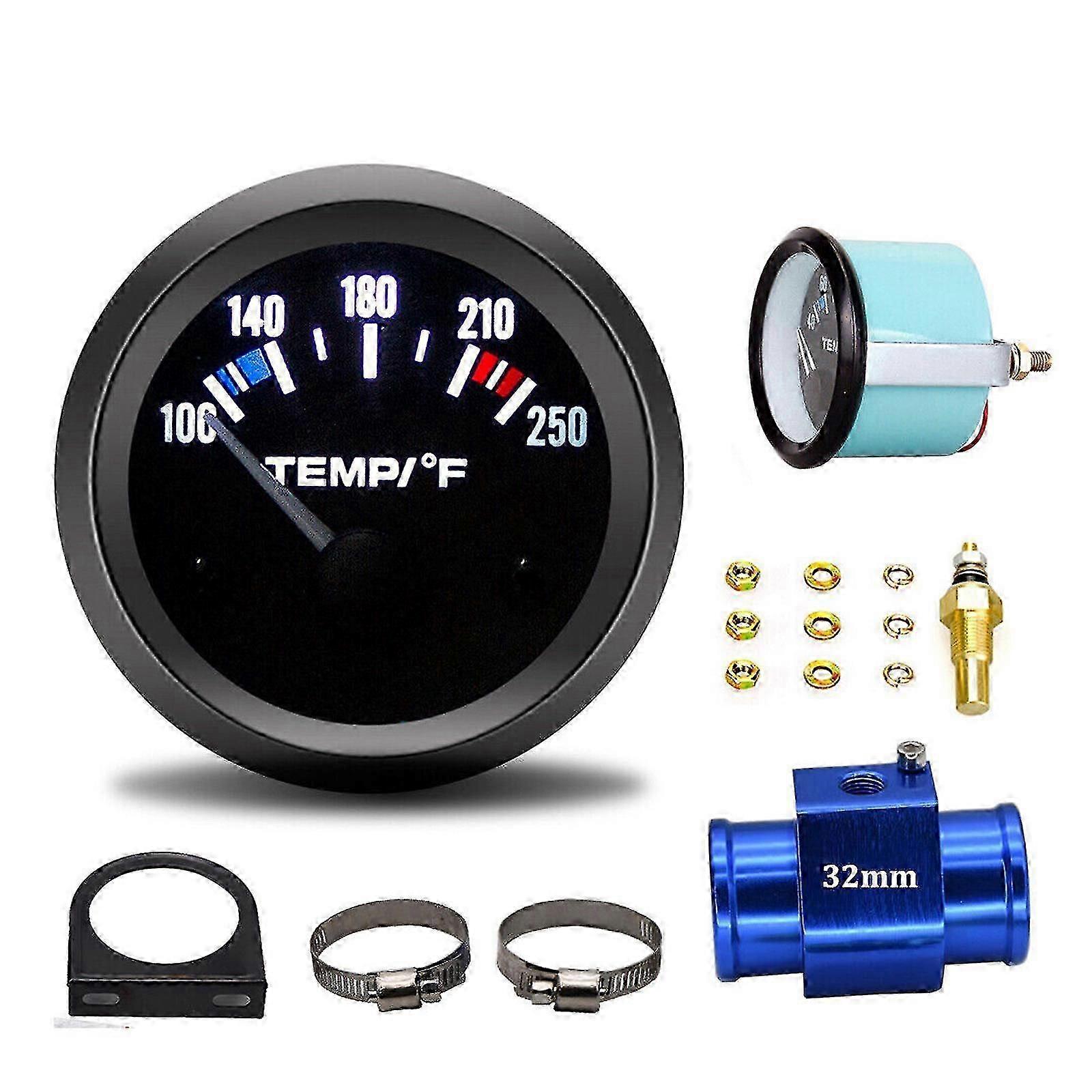 Zestaw miernika temperatury LED samochodu 52 mm 100 - 250 + 32 mm adapter czujnika do pojazdów UE