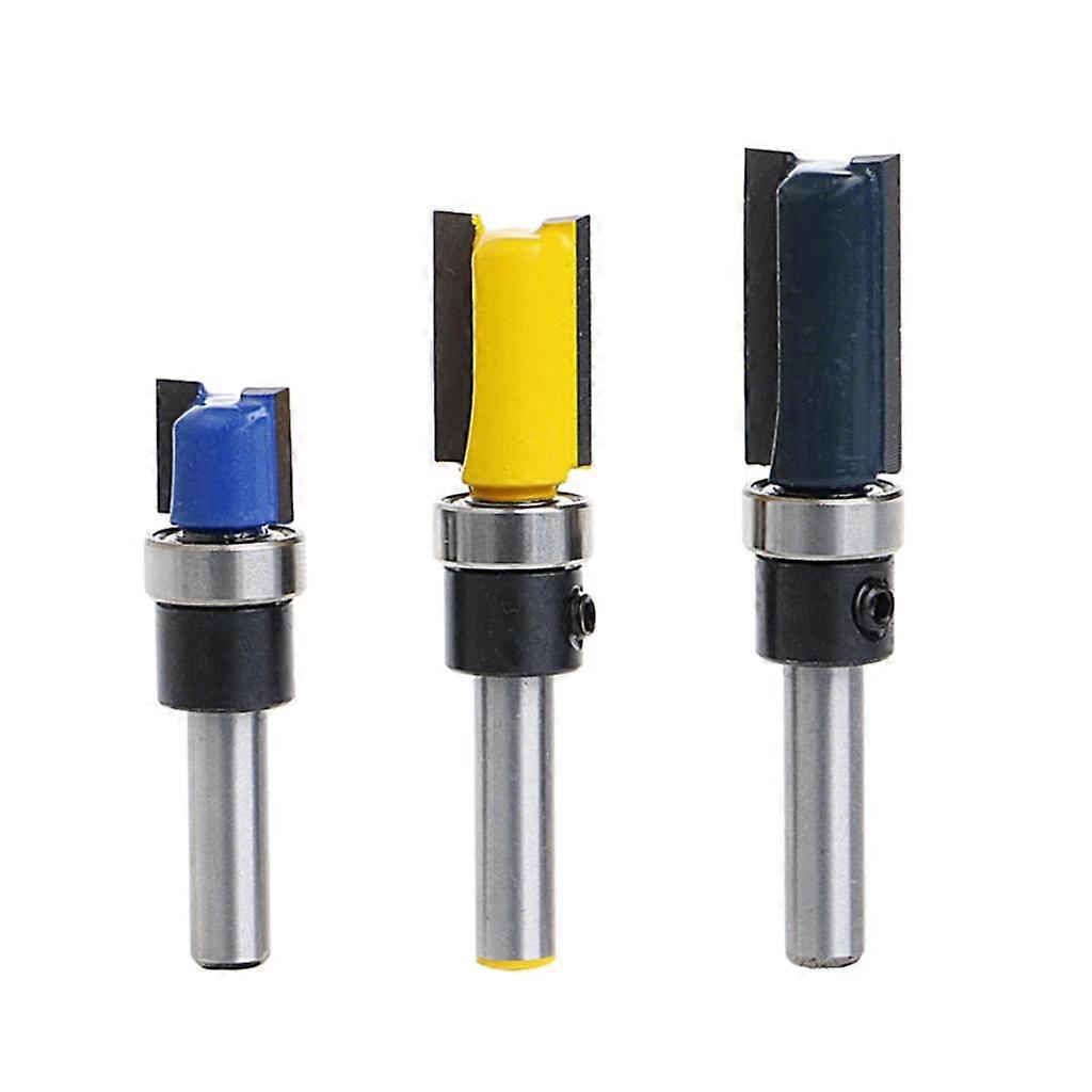 3Pieces Bearing Flush Trim Pattern Router Bit Woodworking Milling Cutter