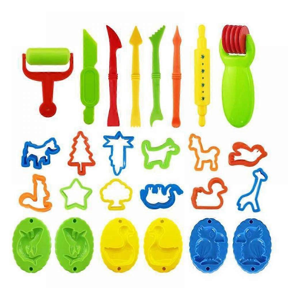 26 Pieces Colorful Clay Tool Set, Space Clay Mould Play Set, Kids Dough Tool Set, Various Plastic Moulds, Various Colors (Type A)
