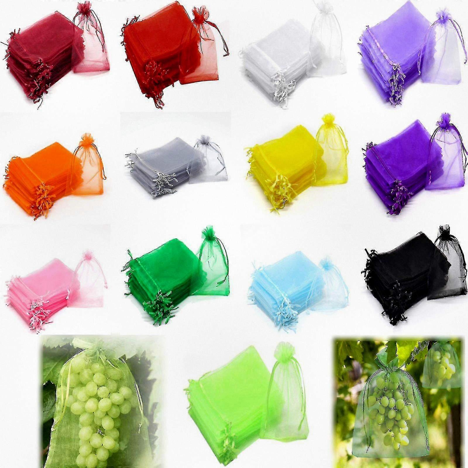 100 Bunch Protectors 30x20cm/15x20cm/10x15cm Organza Drawstring Bags for Grapes and Fruits, Ensuring Complete Safety and Storage