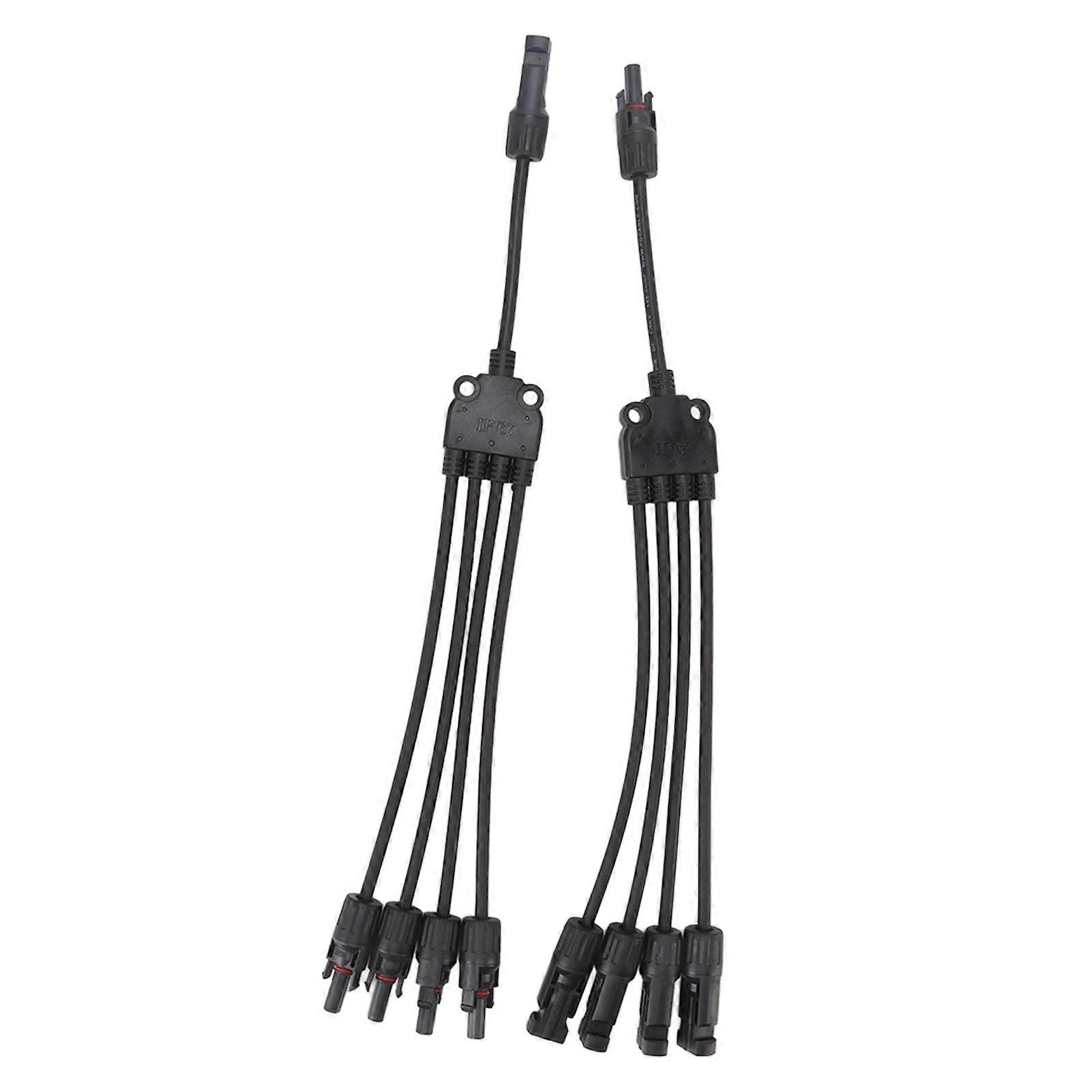 One Pair Adapter Y Branch 1 to 4 Waterproof Panel Connector Cable for Solar Power System 1000V DC