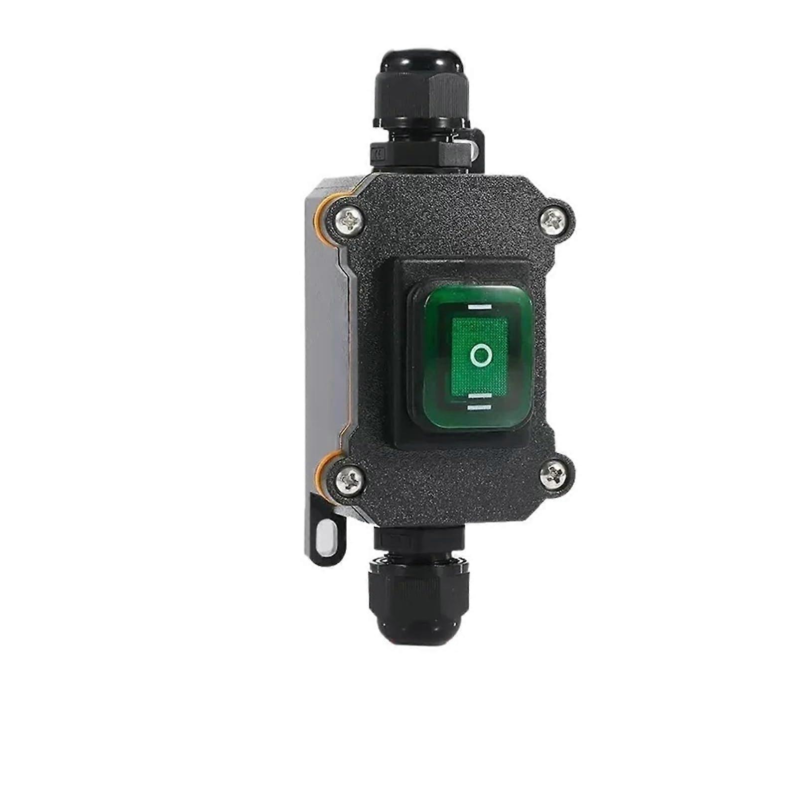 Waterproof Marine Rocker Switch with LED for Outdoor Use, IP65 Power Cord Switch, 12V/24V/220V Compatibility, Green Indicator