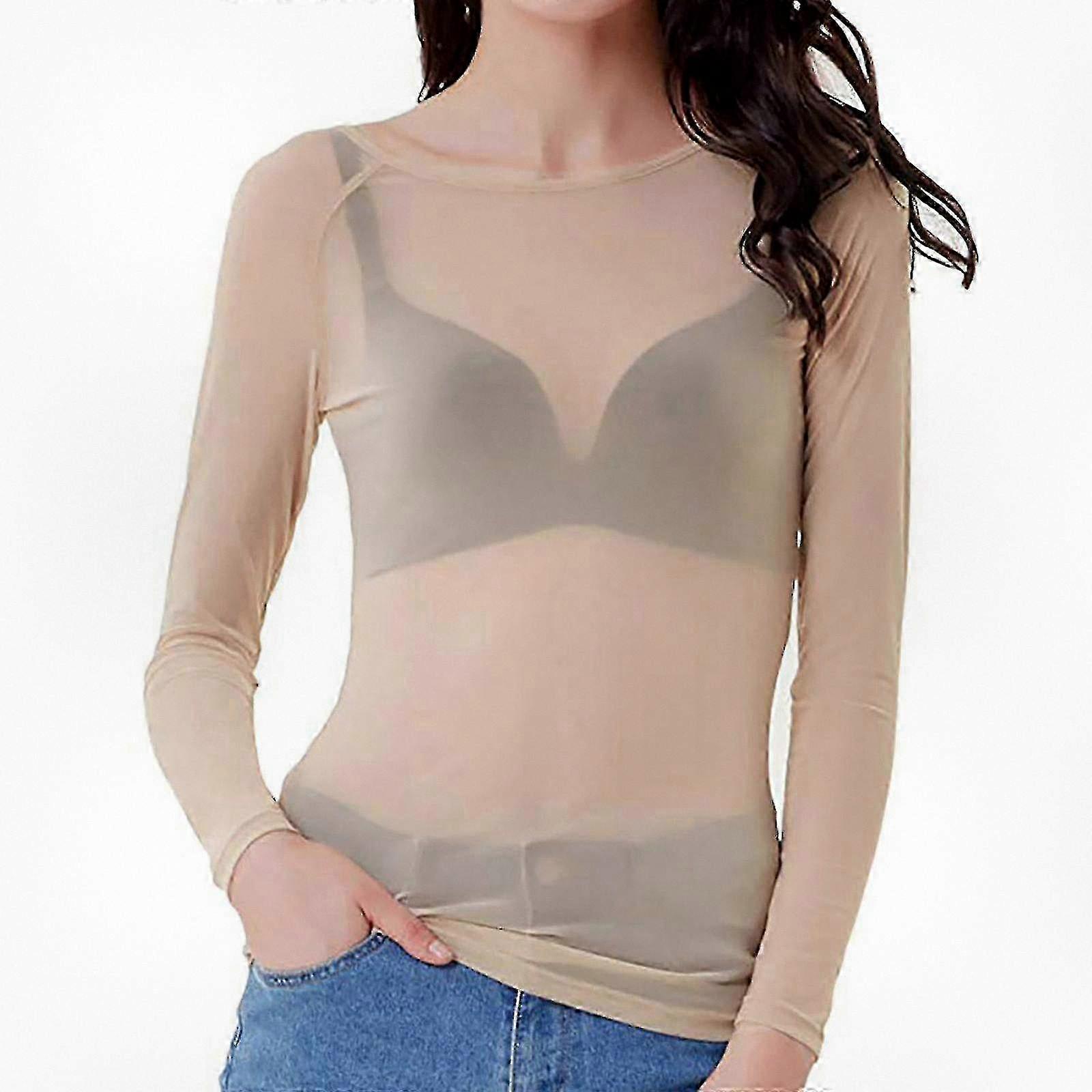 Women's Sheer Long Sleeve Seamless Arm Shaper Top Suitable for Various Activities