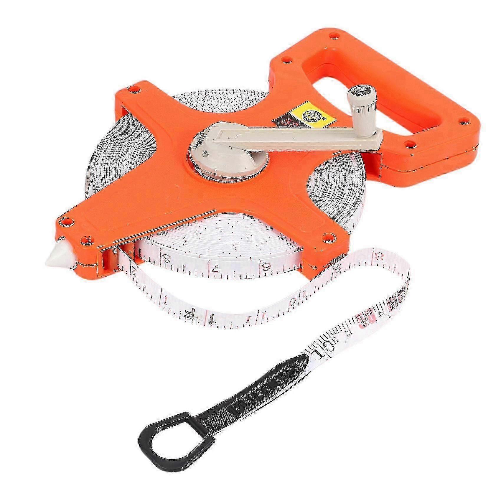 1pc 30m/100ft Meter Open Reel Fiberglass Tape Measure Inch Metric Scale Impact Resistant Plastic Me-dt