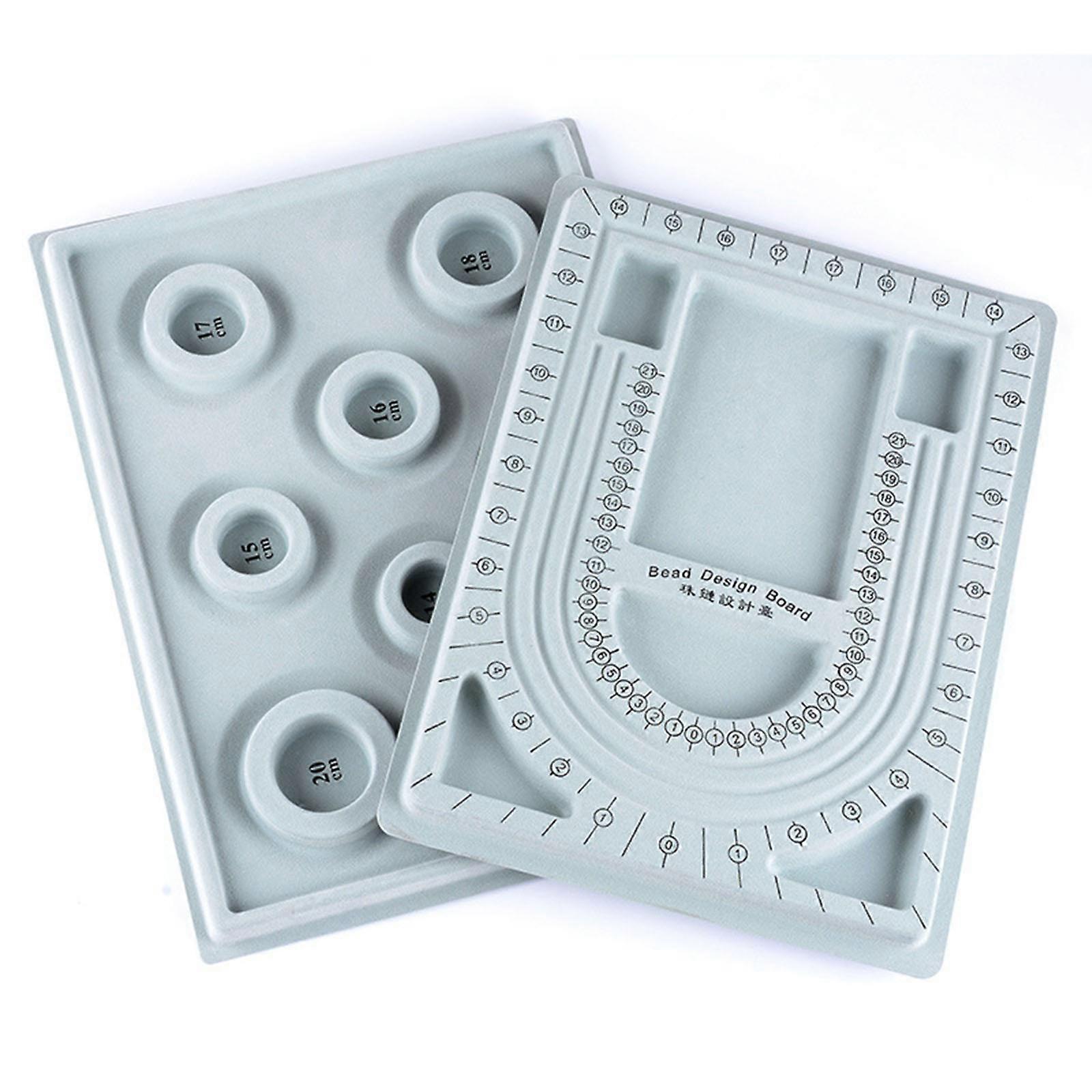 2Pcs Grau Armband Design Board Beflockung Perlen Brett Armband Perlen Schmuck Organizer Tablett Design Diy Handwerkzeuge