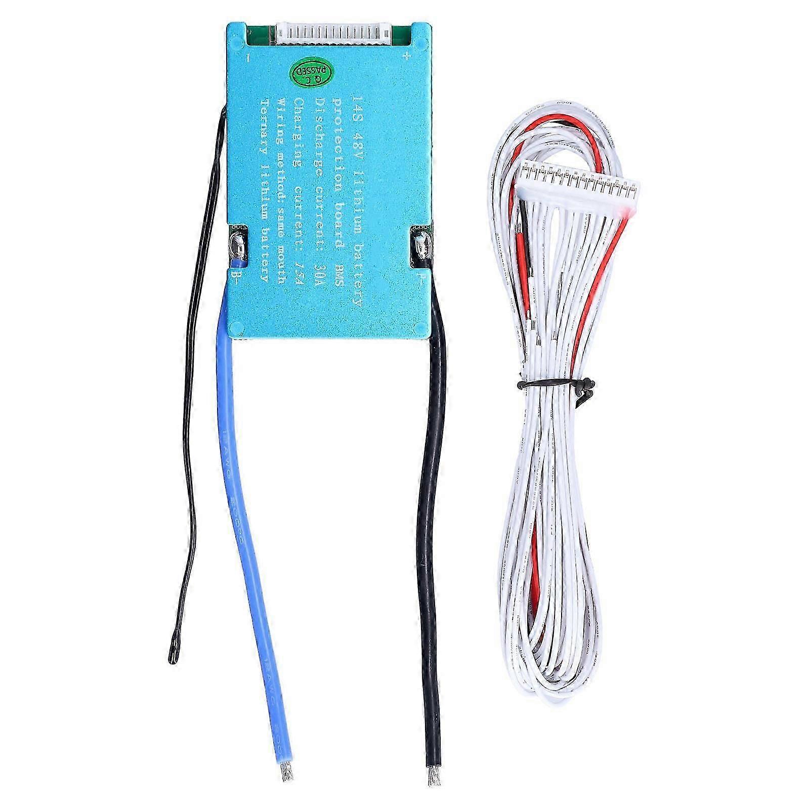 Aodai 14S 48V Lithium Battery Protection Board Ternary BMS Charging Equilibrium Module with Cable30A