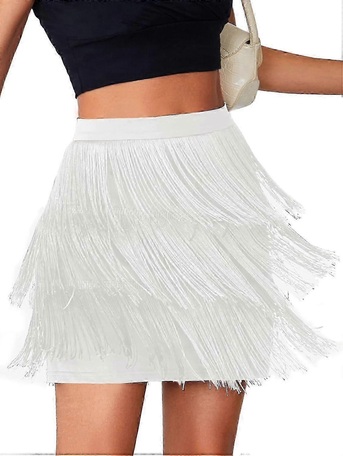 Damen Sexy Fransen Besatz Hohe Taille Gestufter Bodycon Bleistift Mini Kurzrock -CNC-NEU