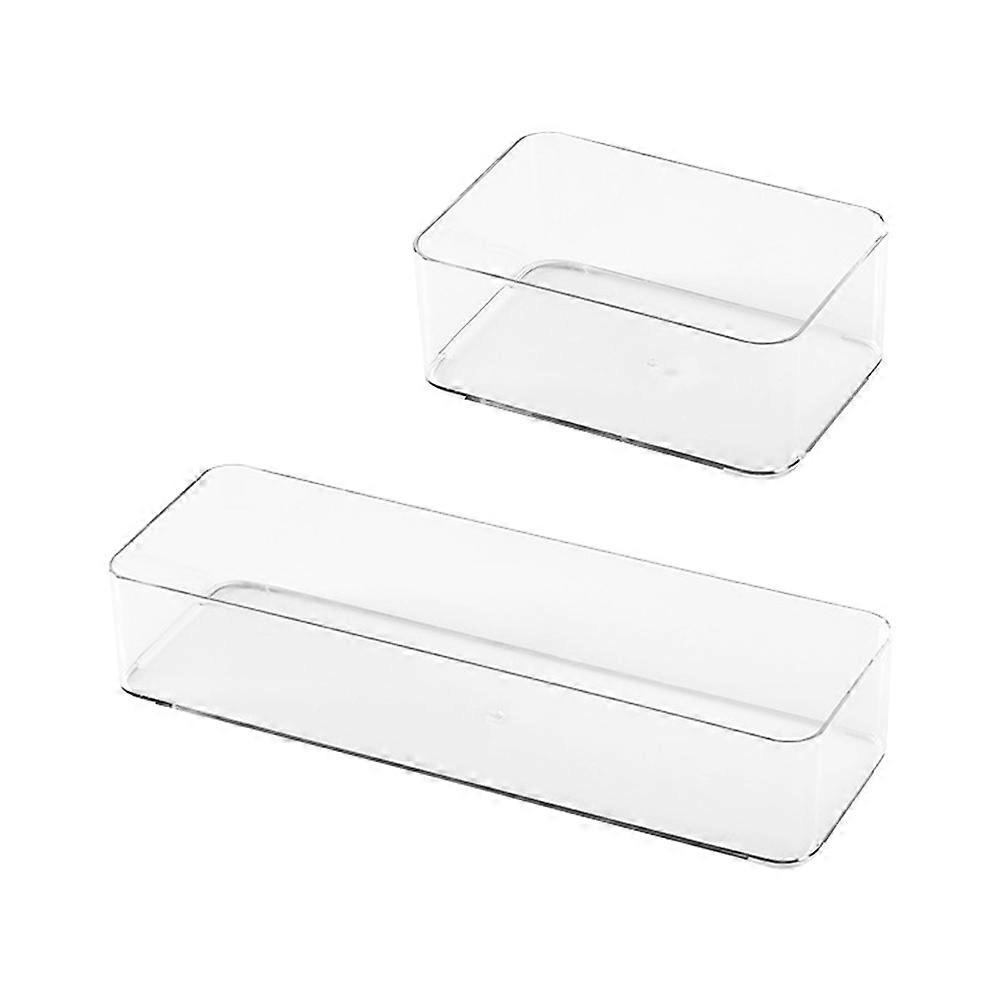 2pcs Transparent Multi Function Drawer Organizer with Dividers   Compact Storage Boxes for Kitchen, Bathroom, Office & Bedroom Organization