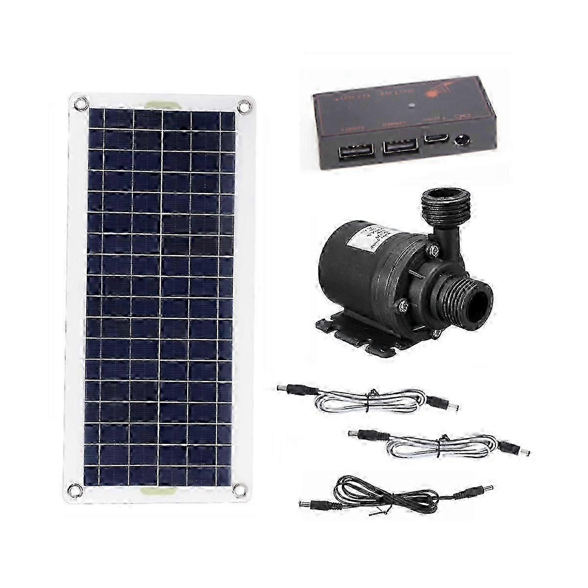 مضخة مياه بالطاقة الشمسية 50 واط 800 لتر / ساعة DC12V منخفضة الضوضاء لنافورة حديقة المنزل مع لوحة شمسية