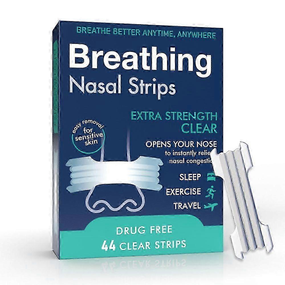44 Strong Nasal Strips - Clear Extra Strength Nose Stop SolutionSensitive Skin Better Breathe Sleeping Aid