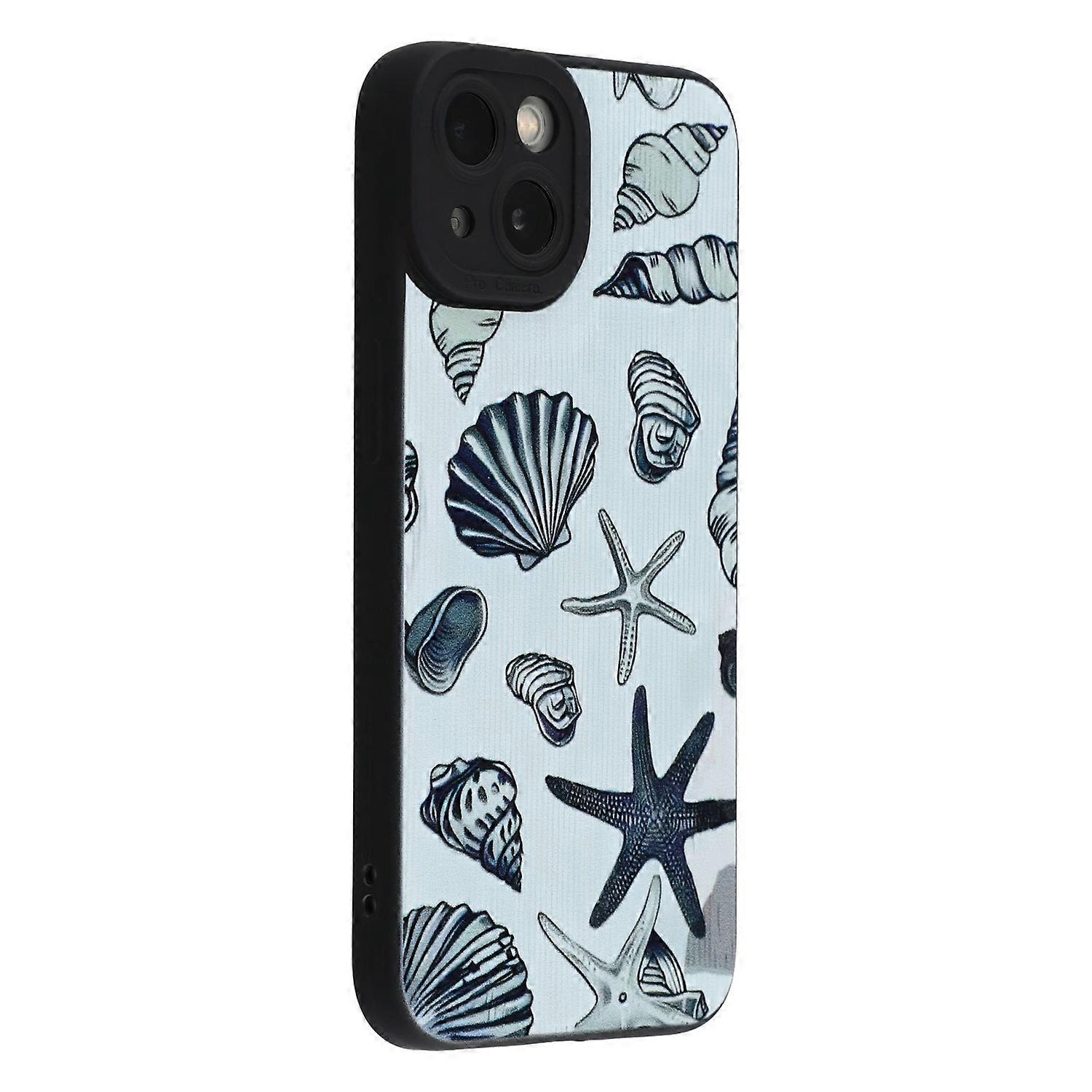 For iPhone 13 mini Case Starfish Shells Pattern Shockproof TPU Phone Back Cover