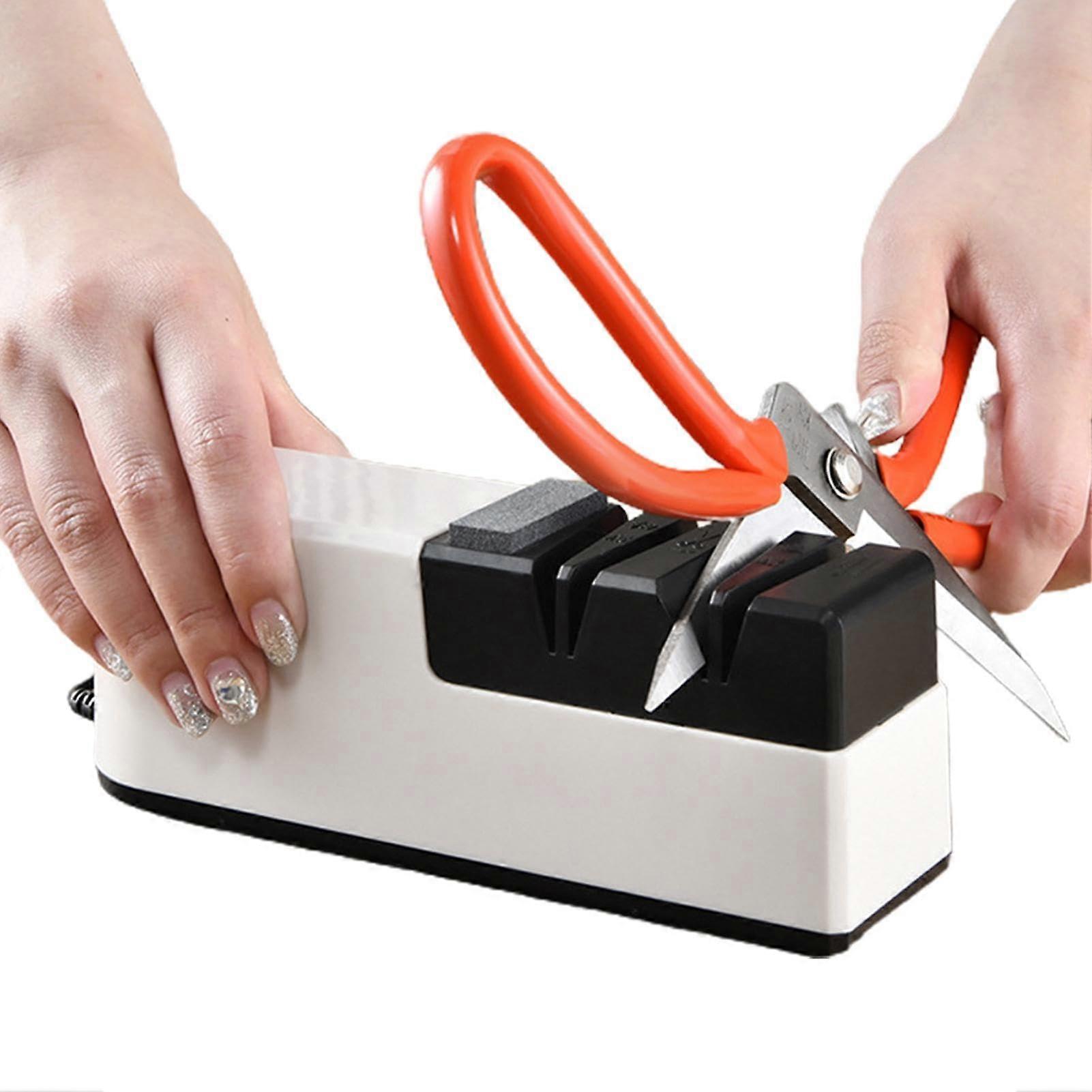 Electric Cutter Sharpener, Automatic Scissor and Knife Sharpener, 4Stage Precision, USB Rechargeable Kitchen Gadget