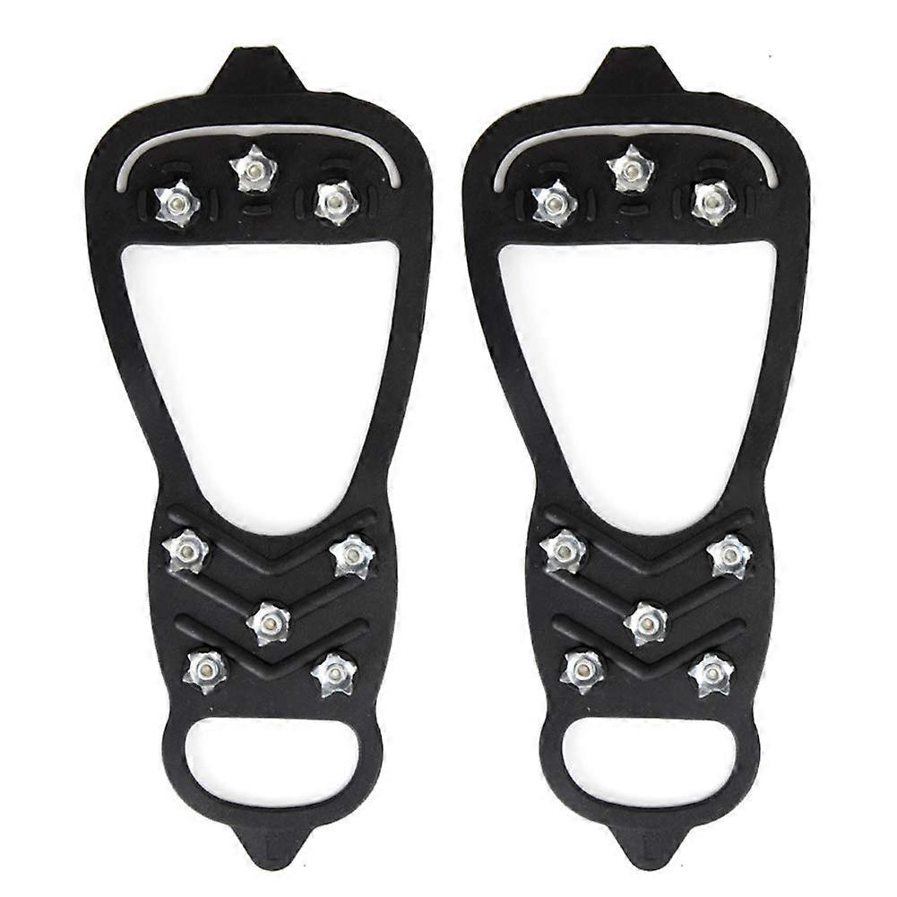 8-Tooth Ice Cleats with Snow Crampon, Slip-Resistant Silicone Over Shoe Chains, Safe TPR Grip, Sizes M and L