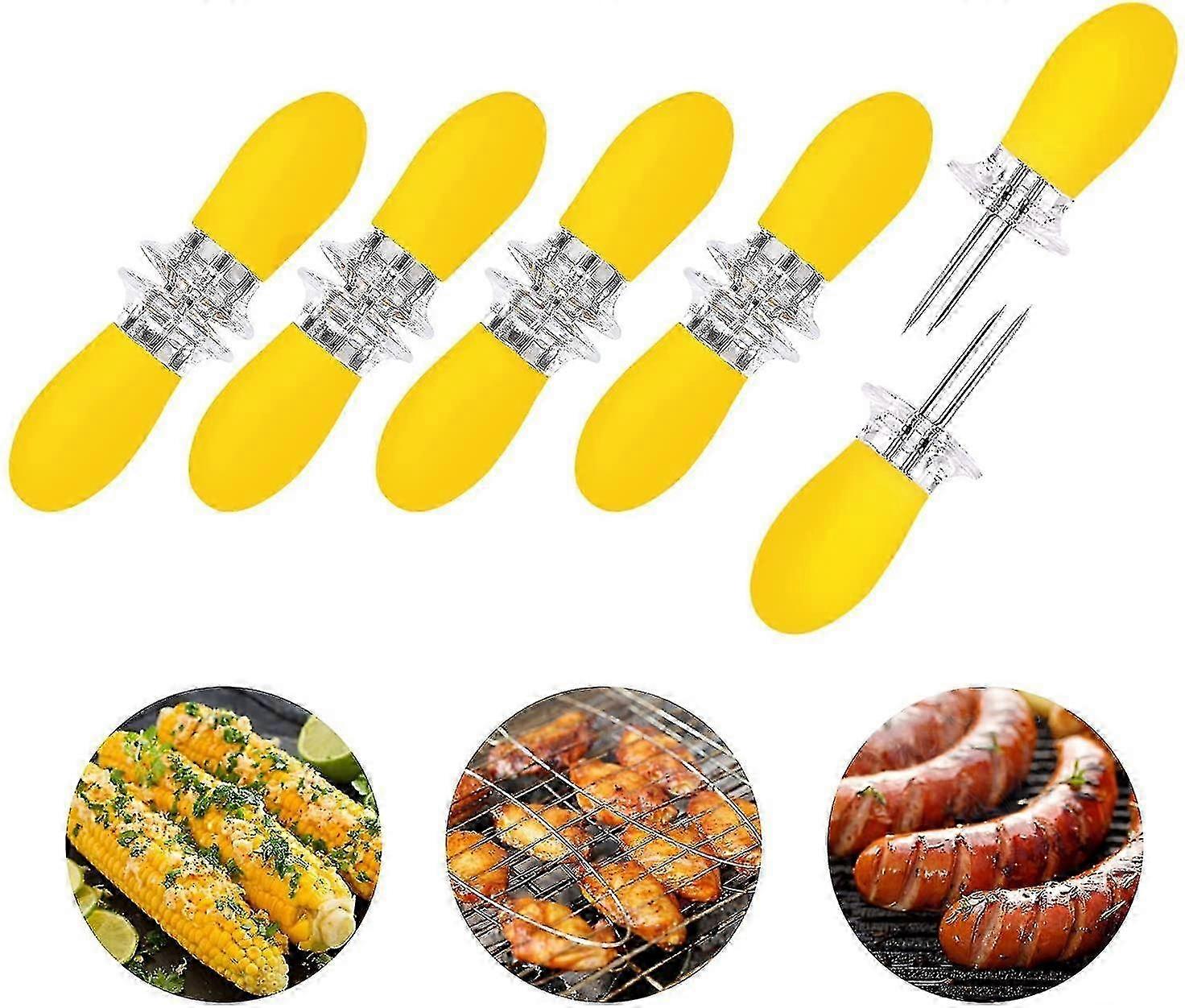 10pcs/5 pairs stainless steel corn cob holders and fork skewers