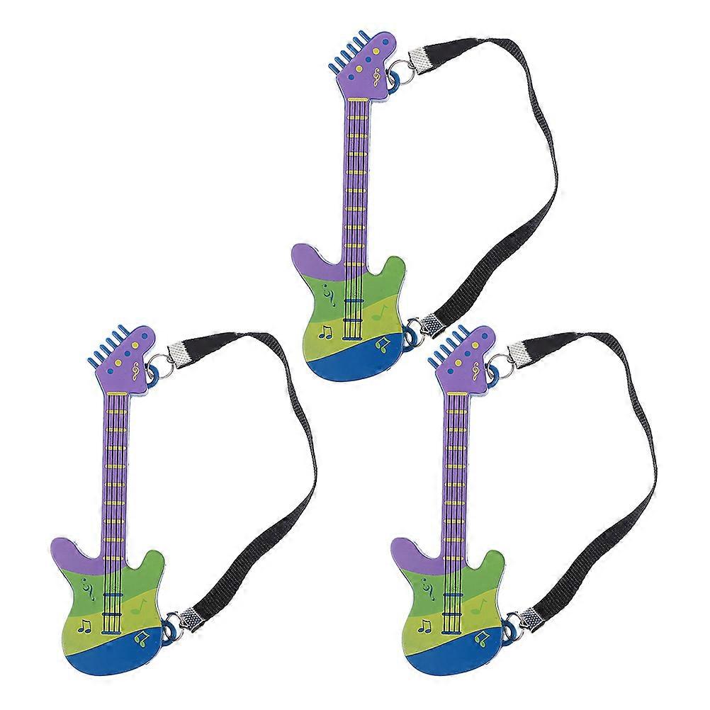 Blue Miniature Doll Guitar with Strap for Decoration Made of Synthetic Material Fits 20cm Dolls