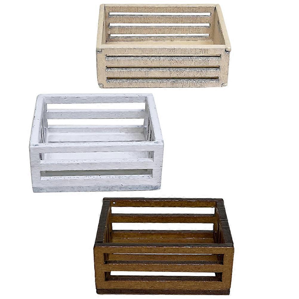 Mini House Artificial Basket Model Tiny Baskets Decoration Pretend Play Brown 3Pcs