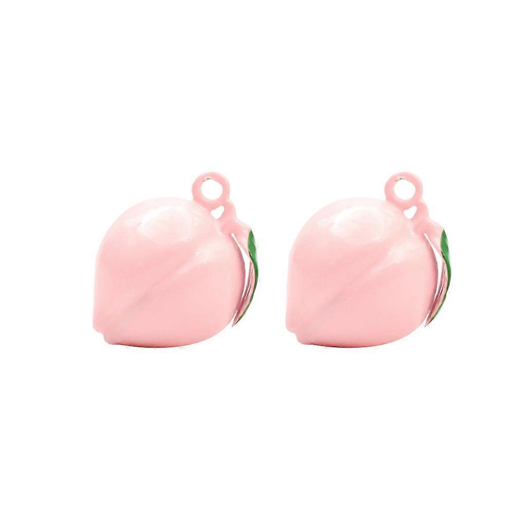 Craft Decorative Pendant Copper Bell Accessory Peach Shape Hanging Decor Pink 2Pcs