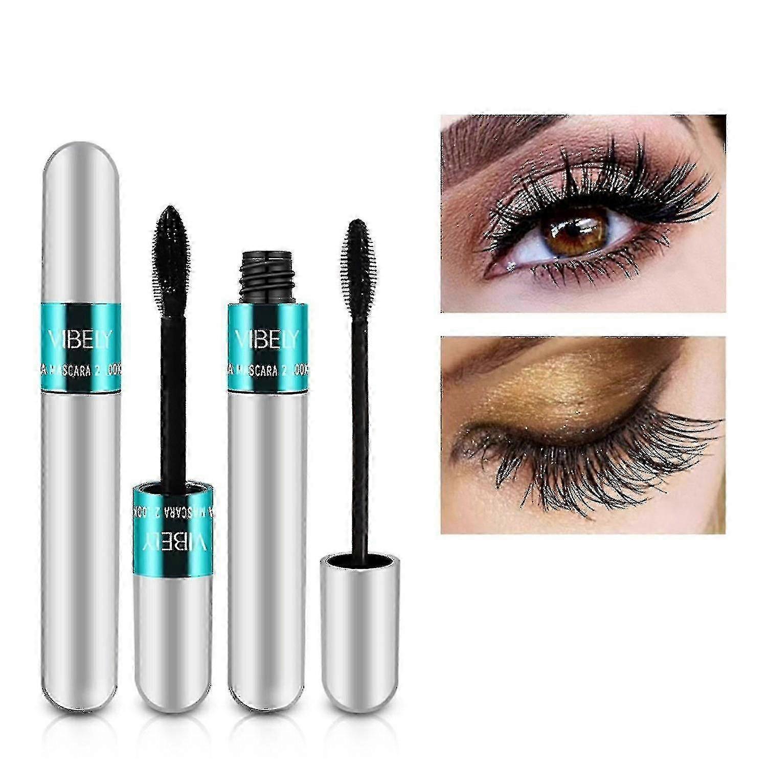 Mascara en fibre de soie 4D hydrofuge 2 en 1 5 fois plus long, sans grumeaux