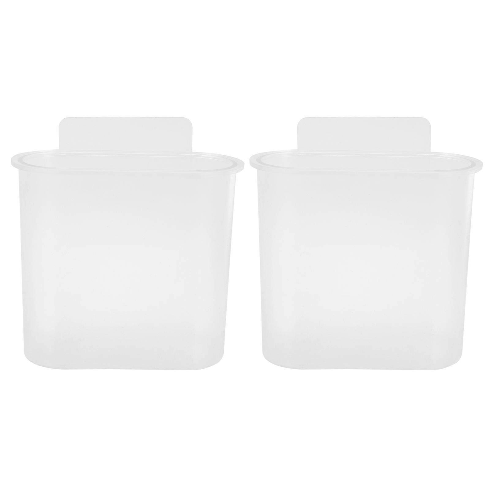 Wall Storage Toothbrush Holders Punch Free Drainage Rectangular 12.7x12x5.5cm 2Pcs