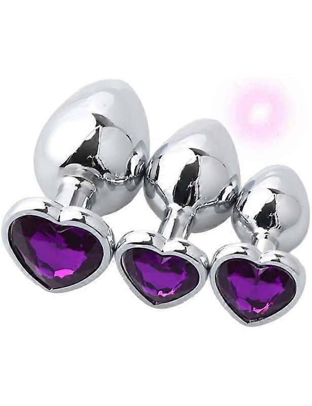 Stainless Steel Heart Shaped Pilates Trainer Set of 3 (Dark Purple) - Various Sizes for Home Use, Couples Gift K5