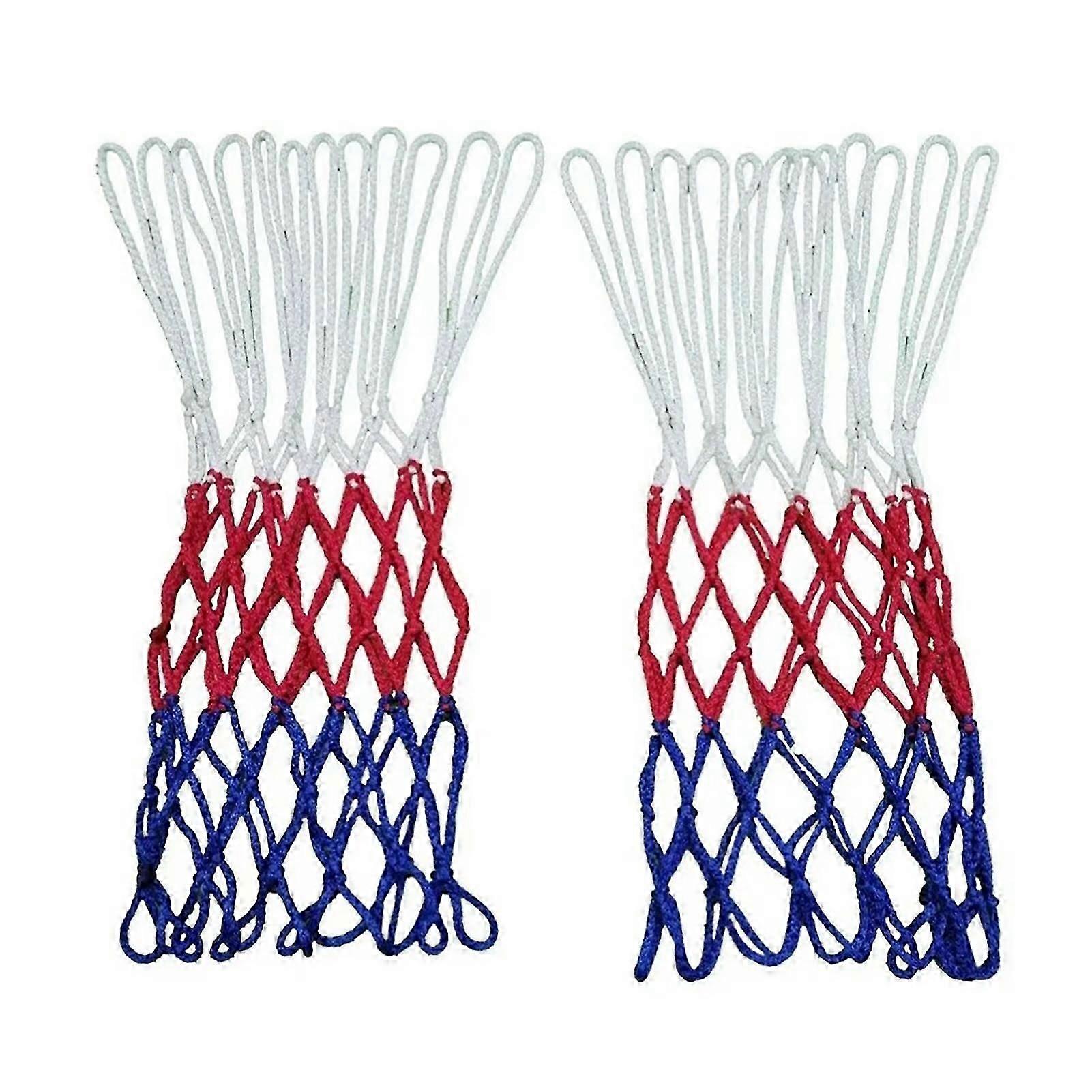 2 Pcs Basketball Net Replacement Heavy Duty 12 Loops Rainproof Sunscreen for All Weather White Red Blue