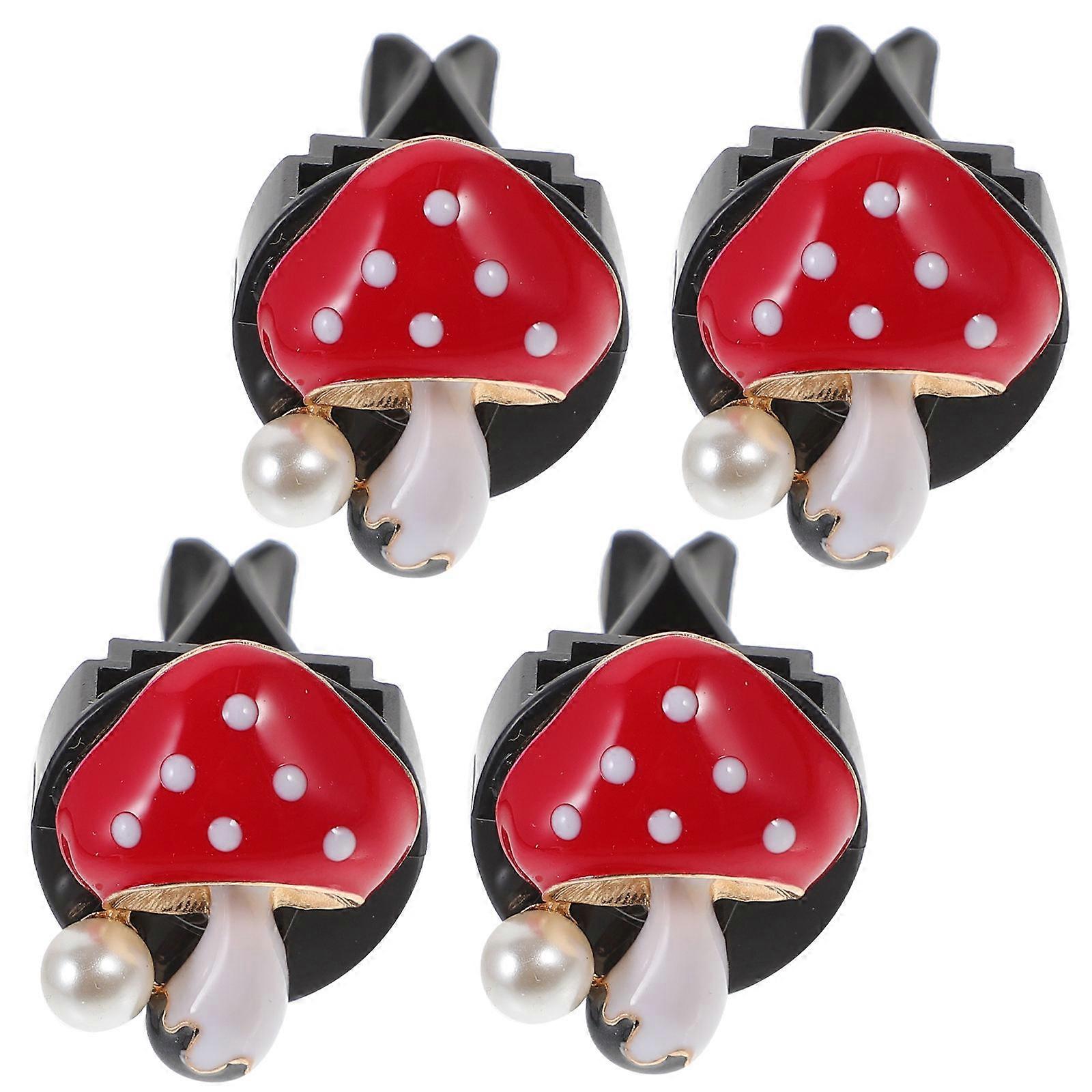 Car Air Freshener Clip Vehicle Accessories Mushroom Shape Zinc Alloy Red 2.80X2.40X2.00CM Air Freshener 4Pcs