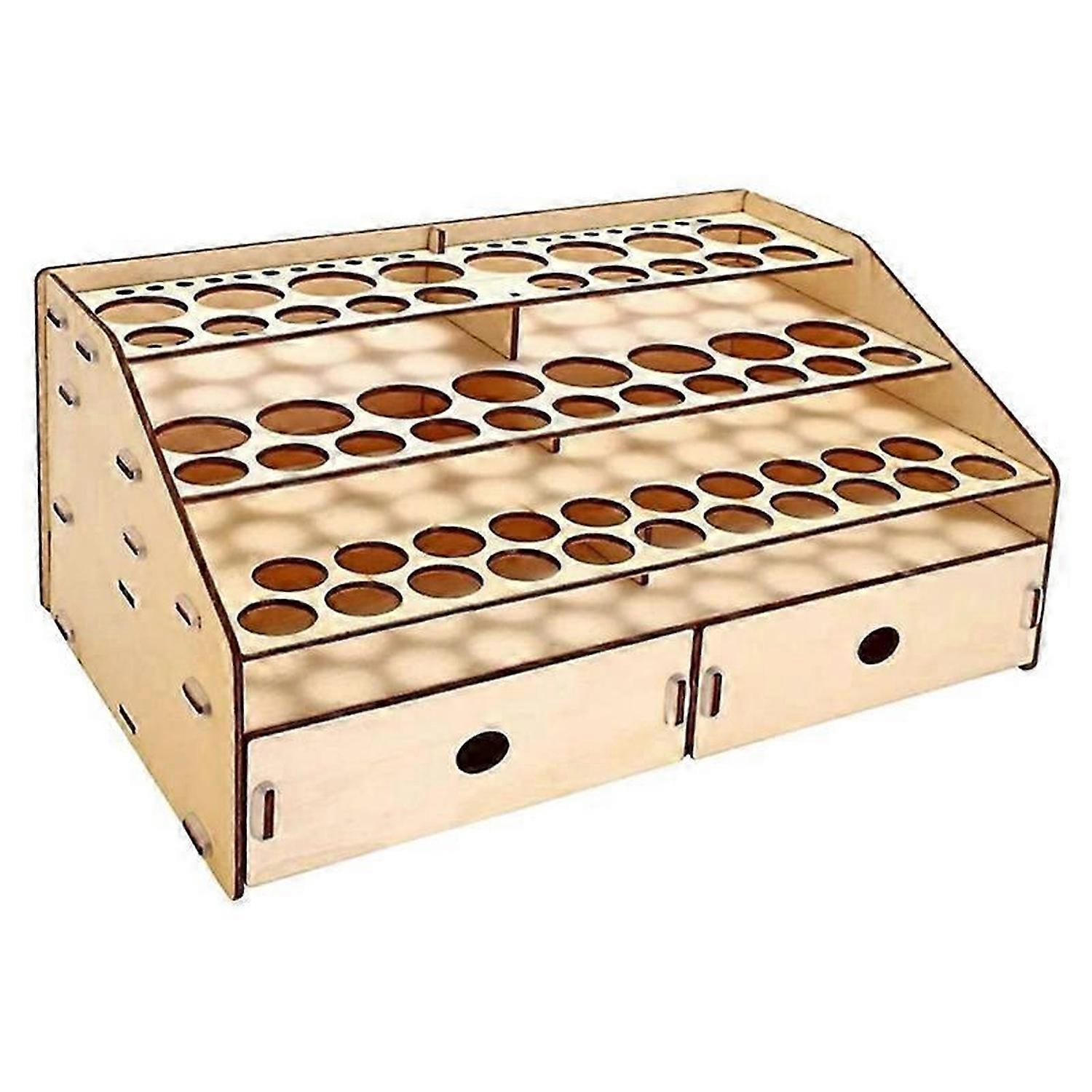 DIY Wooden Organizer Paint Bottles Display Brushes Holder Stand Storage Model Tool 58 Bottles of Pai