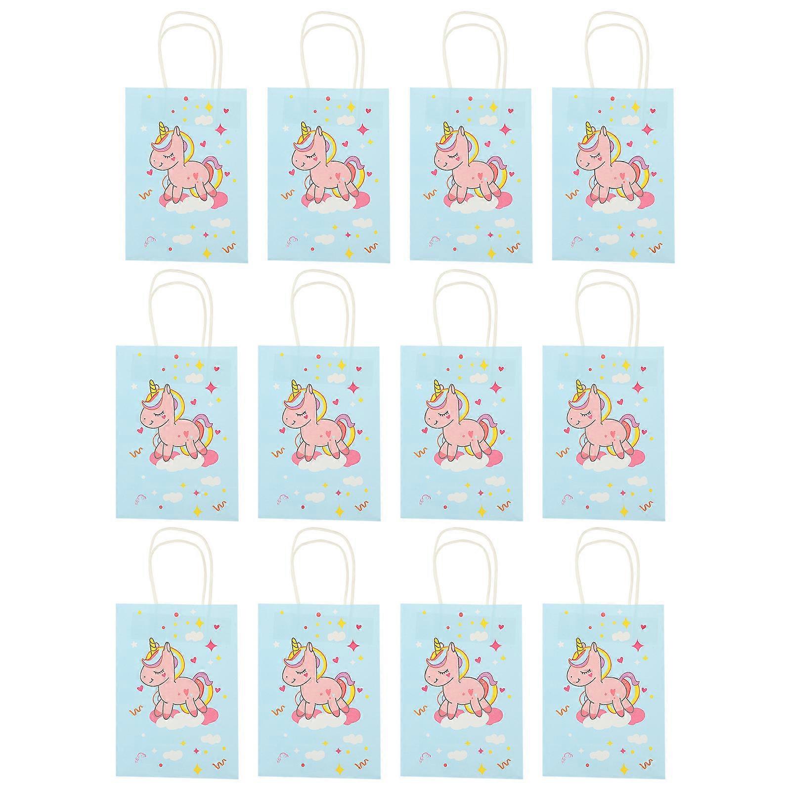 Birthday Bags For Presents Party Favor present Storage Packaging Blue 21X15X8CM Rectangular Handle Design 12Pcs