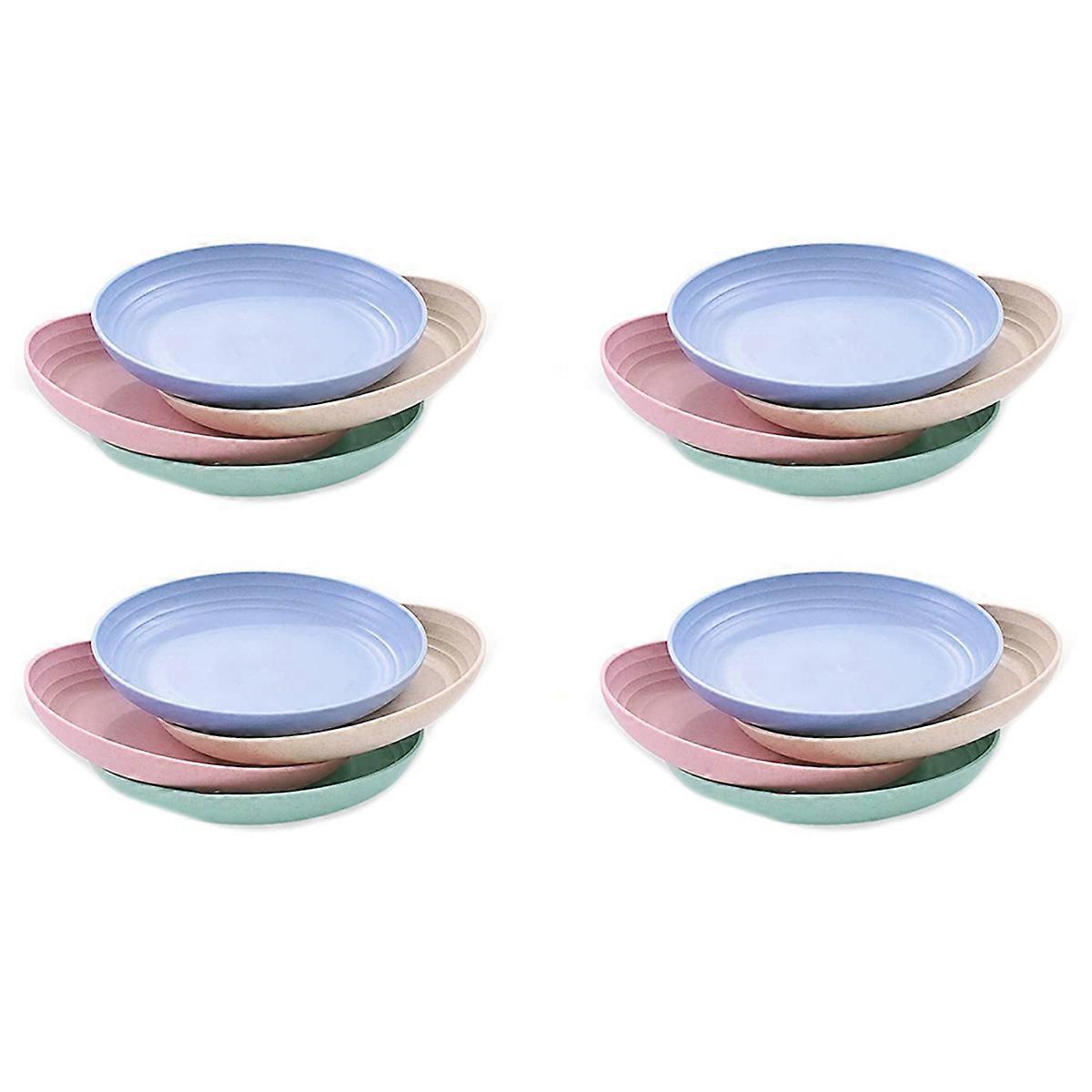 4Pcs 10 Inch Wheat Straw Deep Dinner Plates - Plastic Dinner Plates