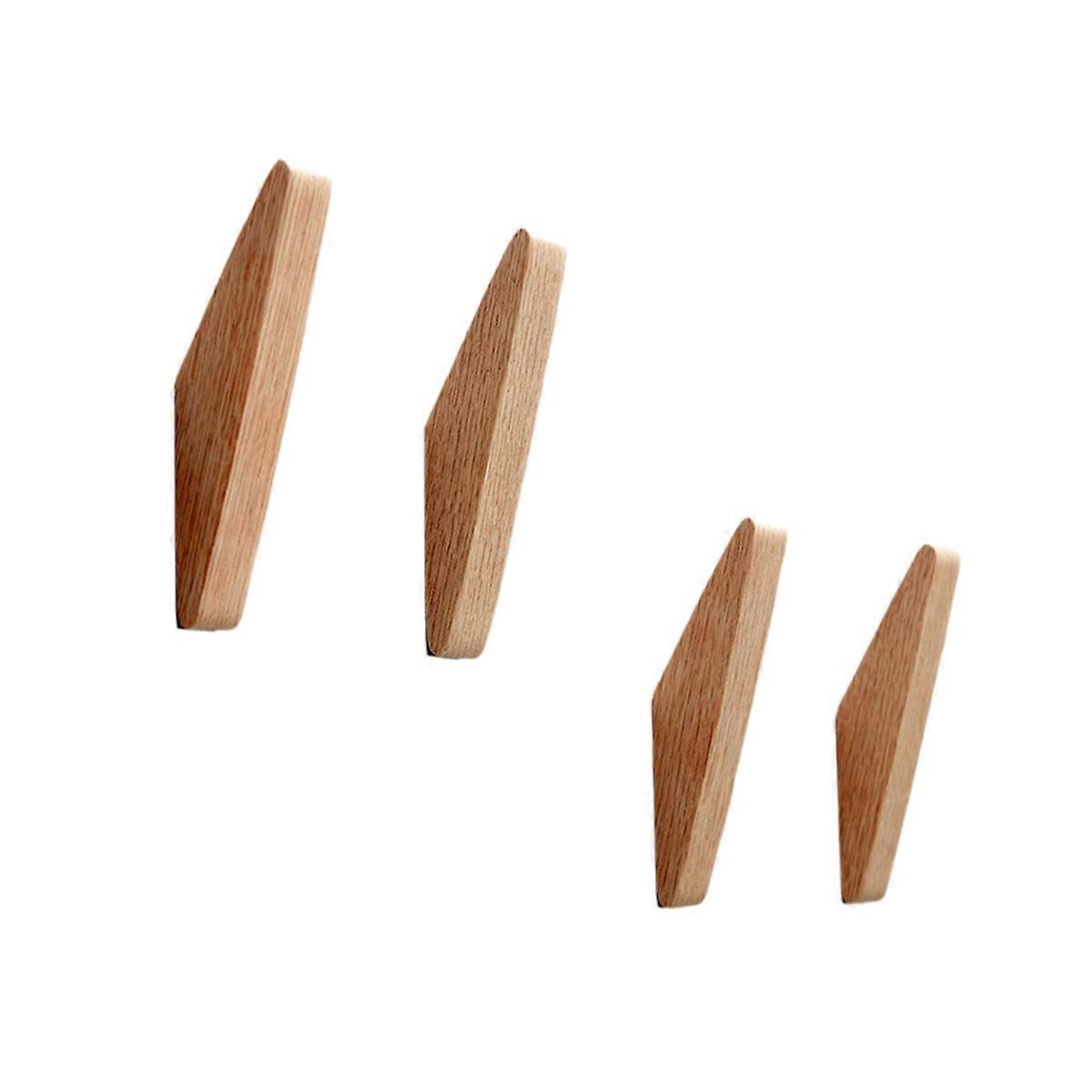 4pcs Wood Wall Hooks Decorative Key Hook