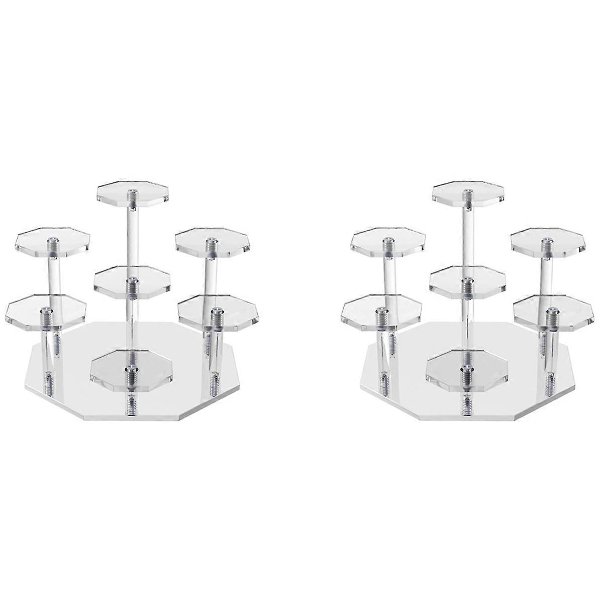 2X Acrylic Risers Display Stand,7Tier Perfume Organizer and Cupcake Stand,Storage Display Stand for