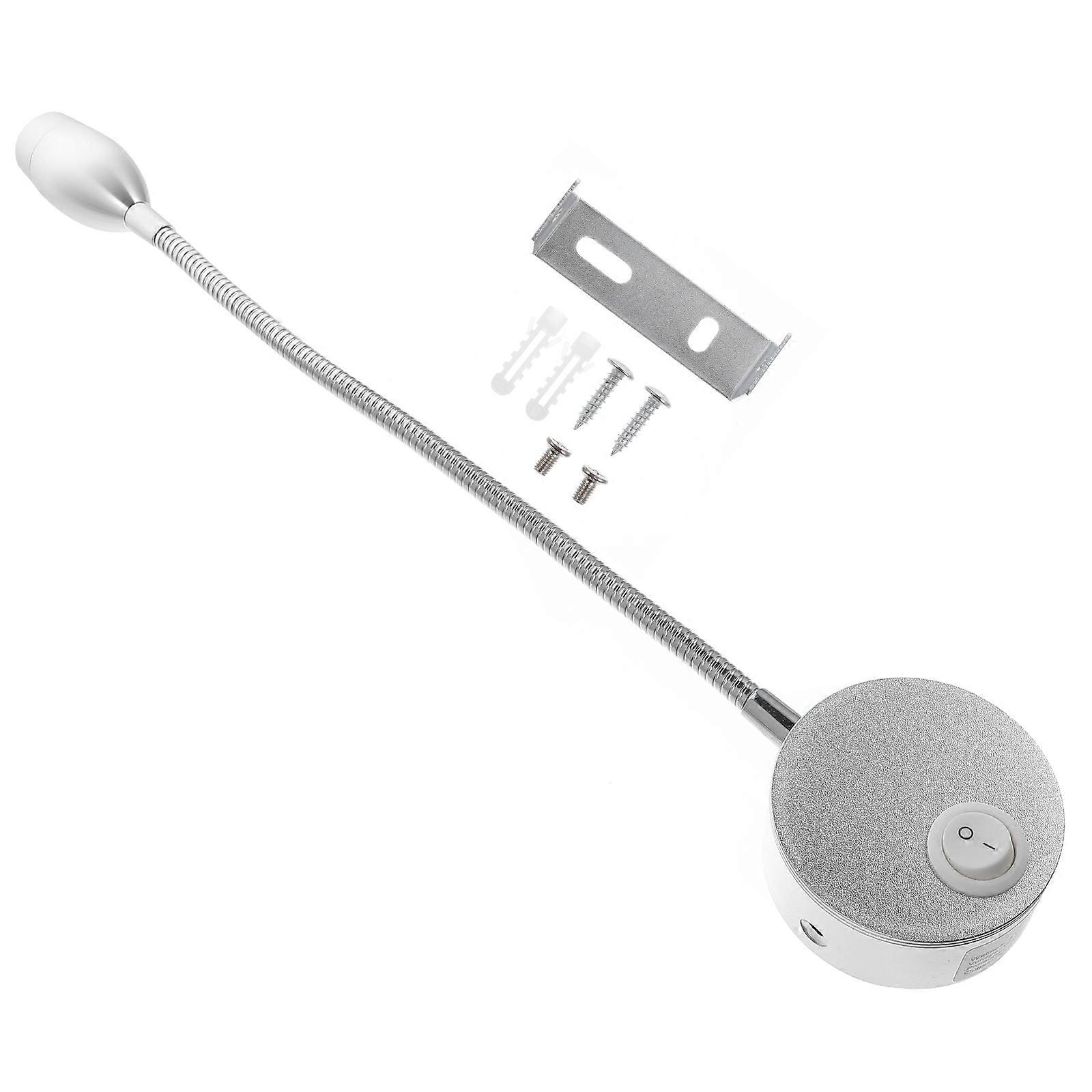 Bedside Reading Light Creative Hose Lamp For Bedroom Silver 40.5X7cm Illumination 1Pcs