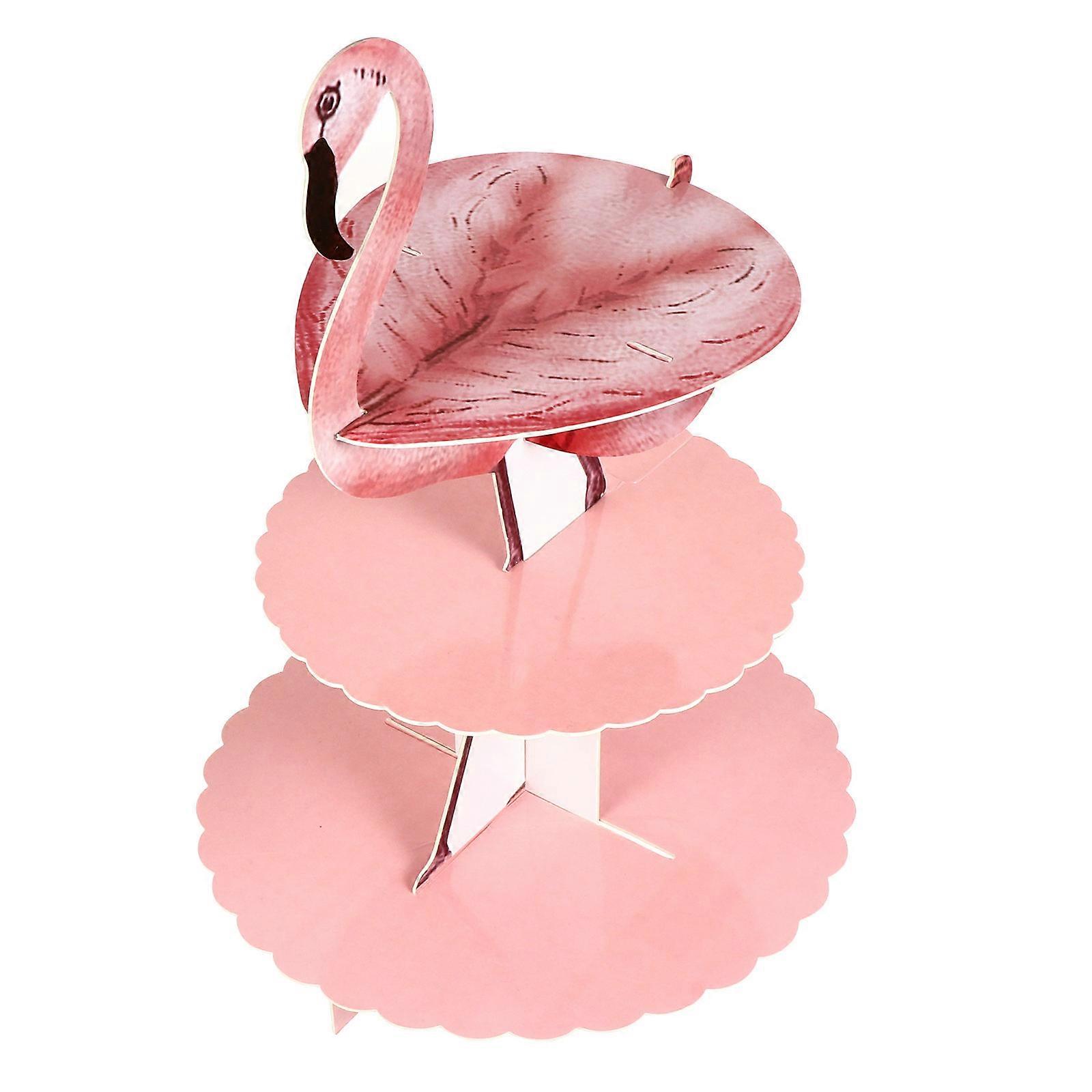 Cake Display Stands Creative Flamingo Shape Cake Rack Three-layer Dessert Holder Pink 44.50X29.00X29.00CM Hosts 1Pack