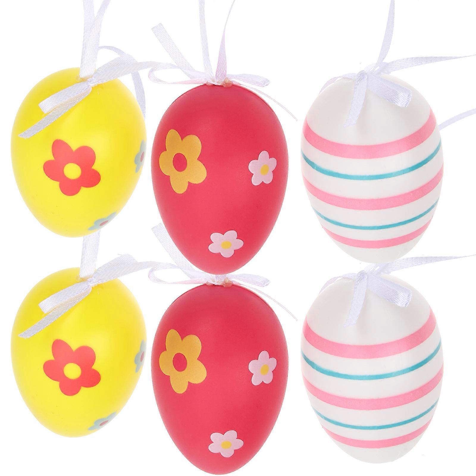 Egg Hanging Ornaments Plastic Eggs For Crafting Easter Style 6Pcs