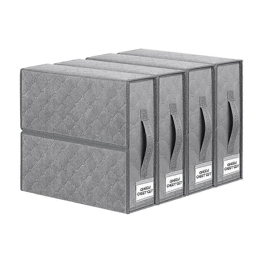 4pcs Bed Sheet Set Organizer Foldable Sheets Storage Box with Convenient Handle