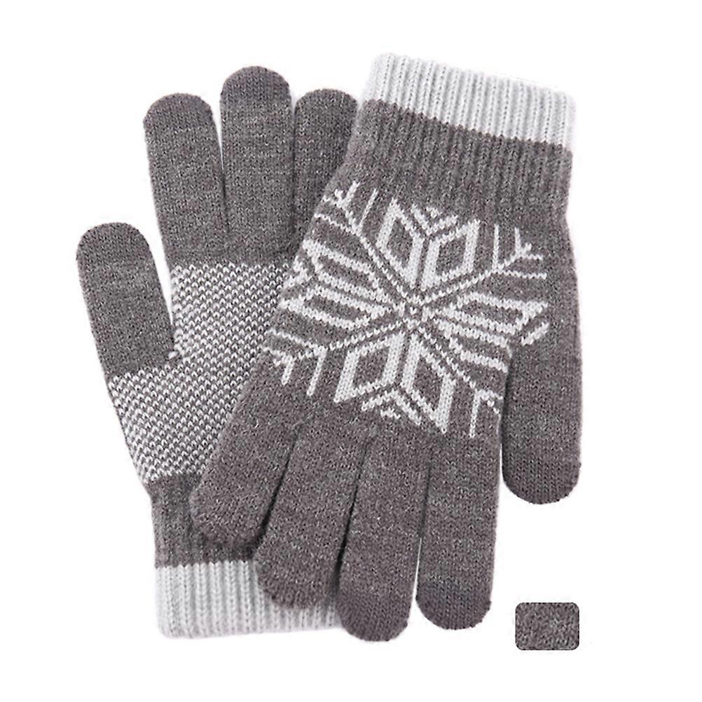 Warm Gloves For Men Winter Knitted Grey Windproof Thicken 1Pair