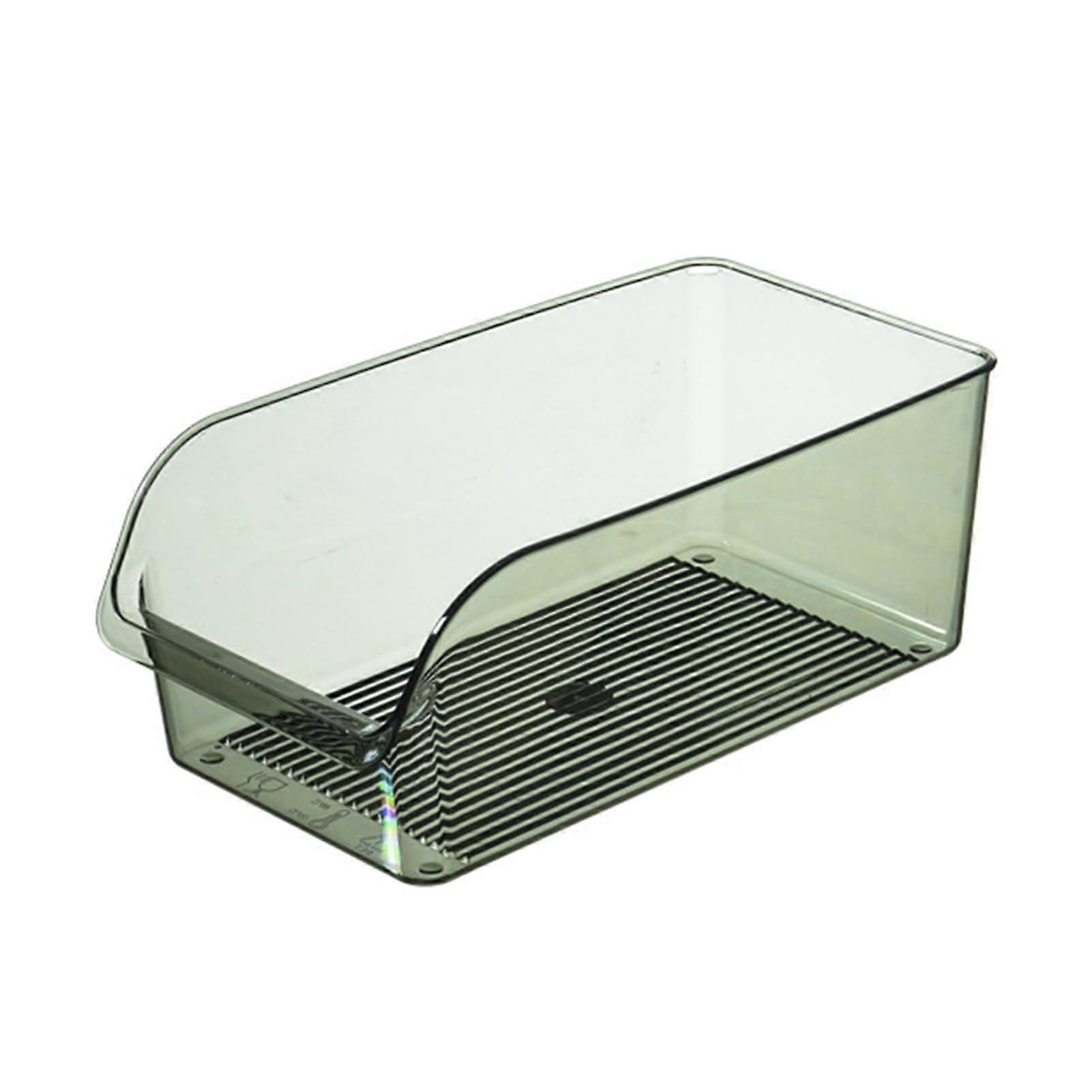 Storage box with handles – open refrigerator storage basket, transparent plastic, green