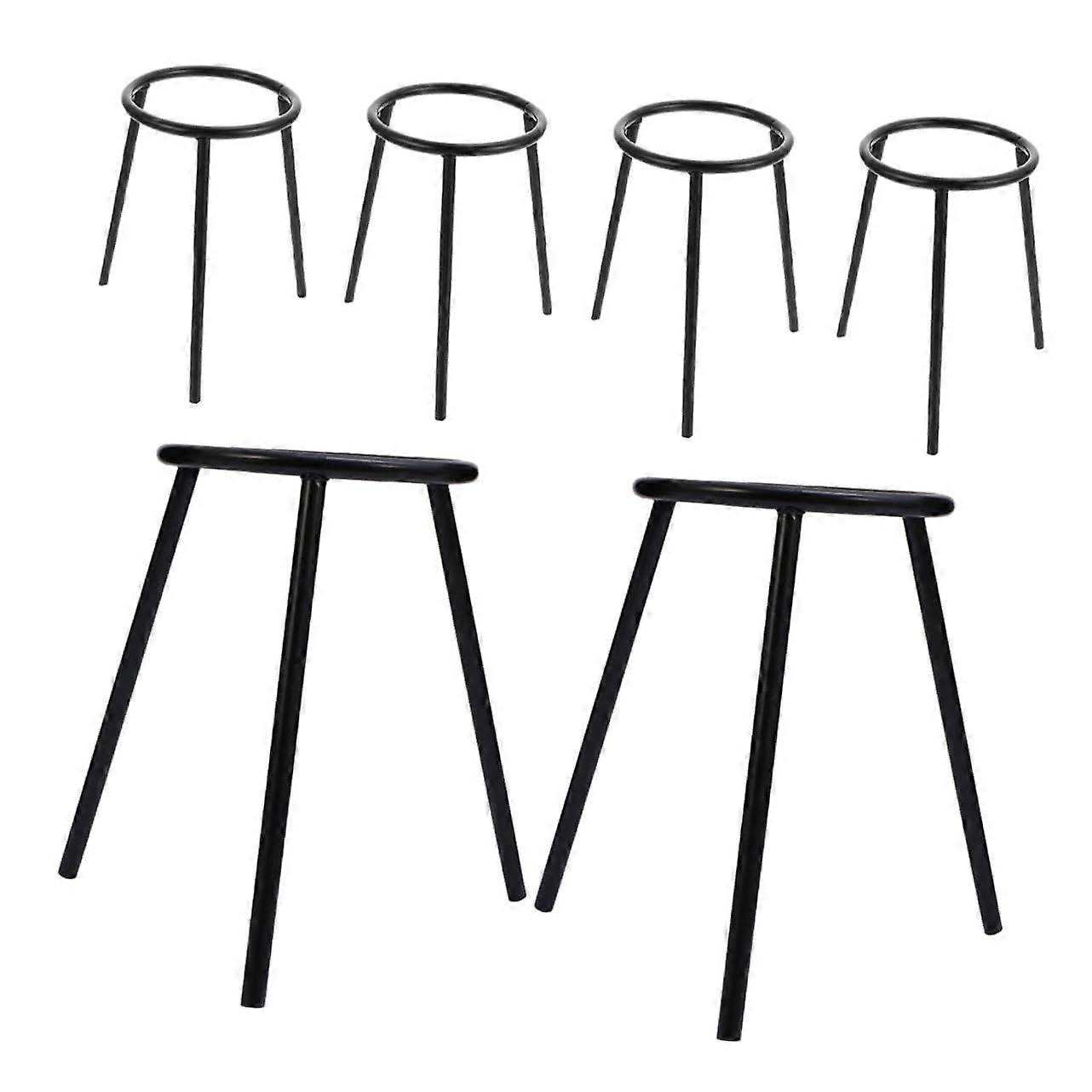 Tripod Set Of 6 Iron Black Laboratory Heating Class Support For Alcohol Lamps And Chemistry Experiment Devices